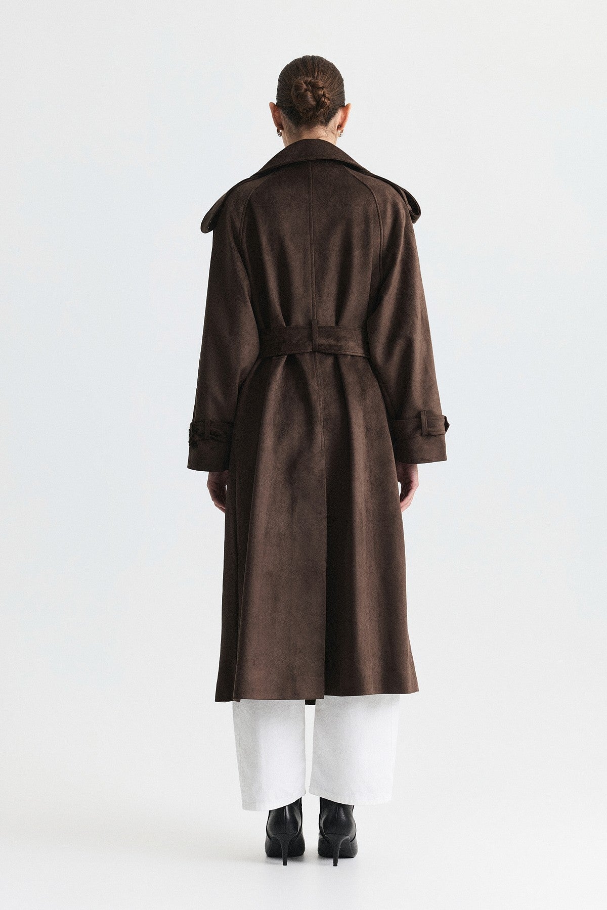 Premium Women's Suede-Look Double-Breasted Trench Coat