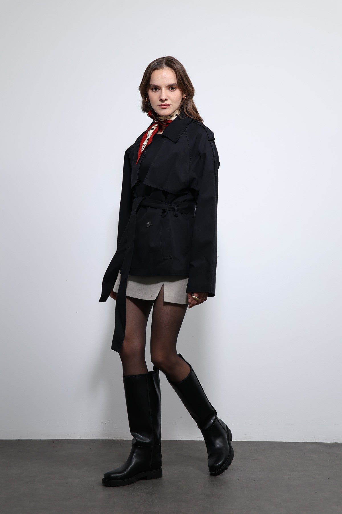 Antioch Short Trench Coat with a Collar