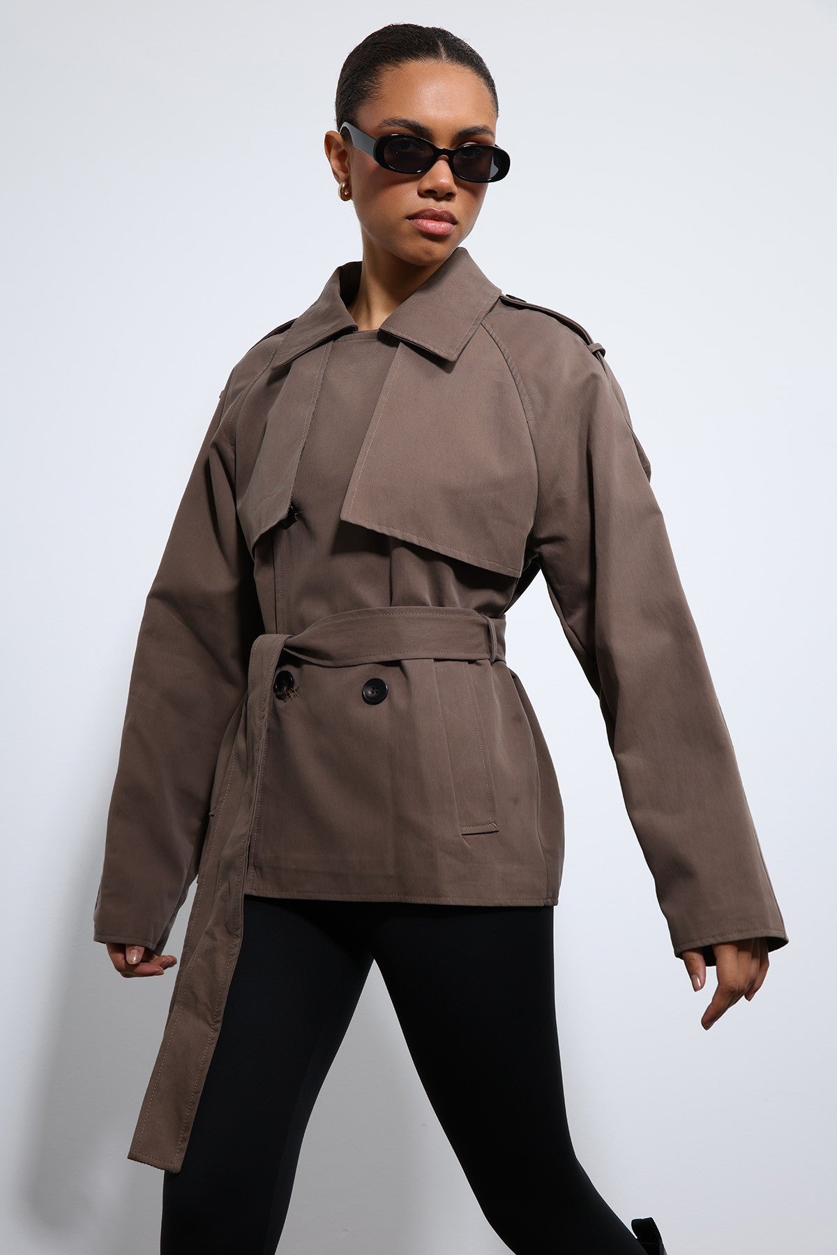 Antioch Short Trench Coat with a Collar