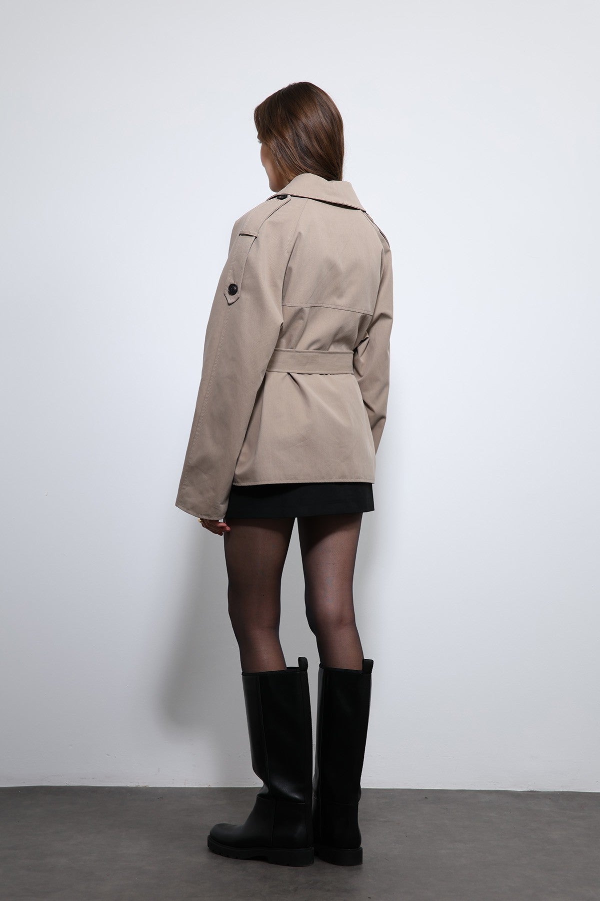 Antioch Short Trench Coat with a Collar