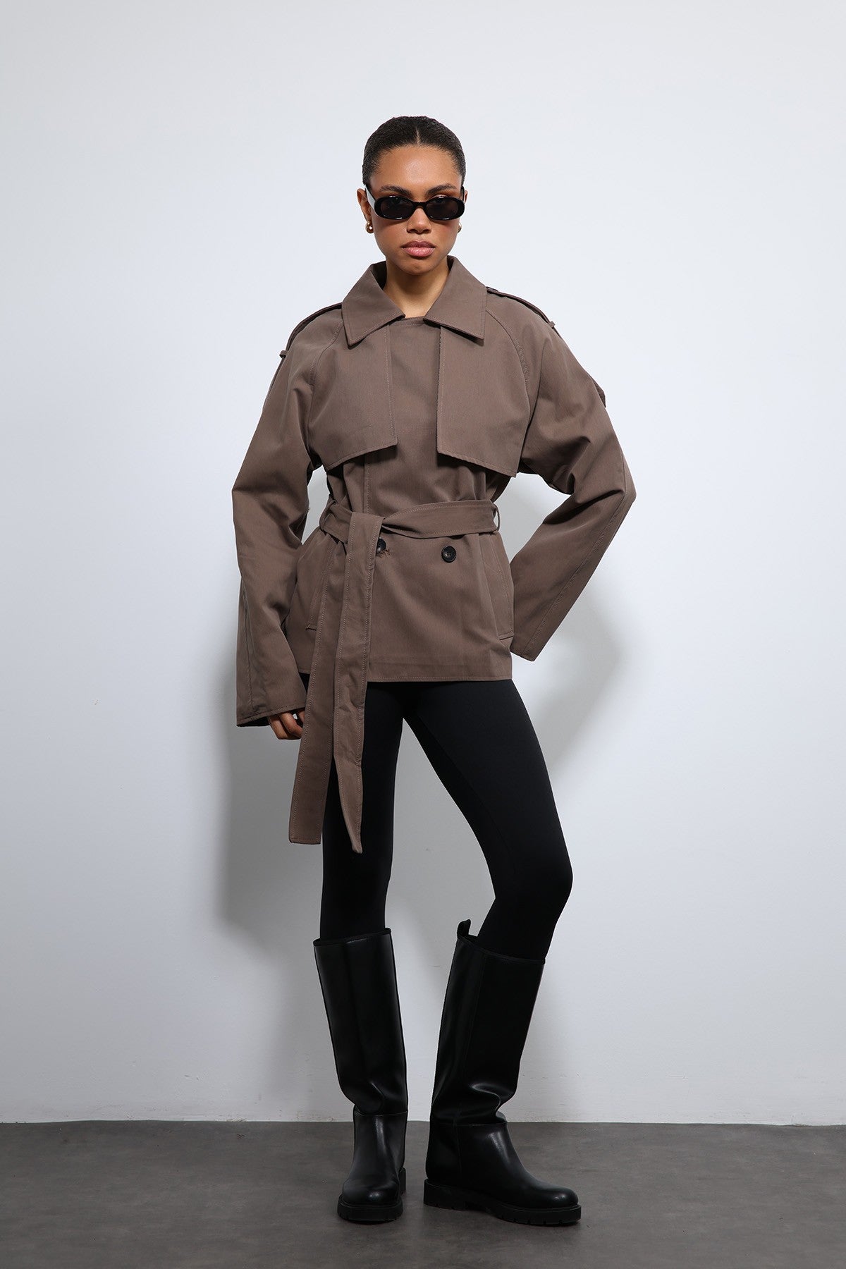 Antioch Short Trench Coat with a Collar
