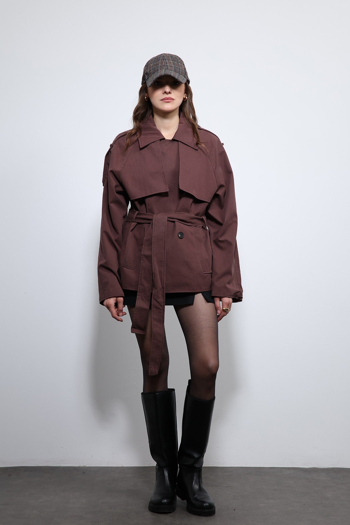 Antioch Short Trench Coat with a Collar