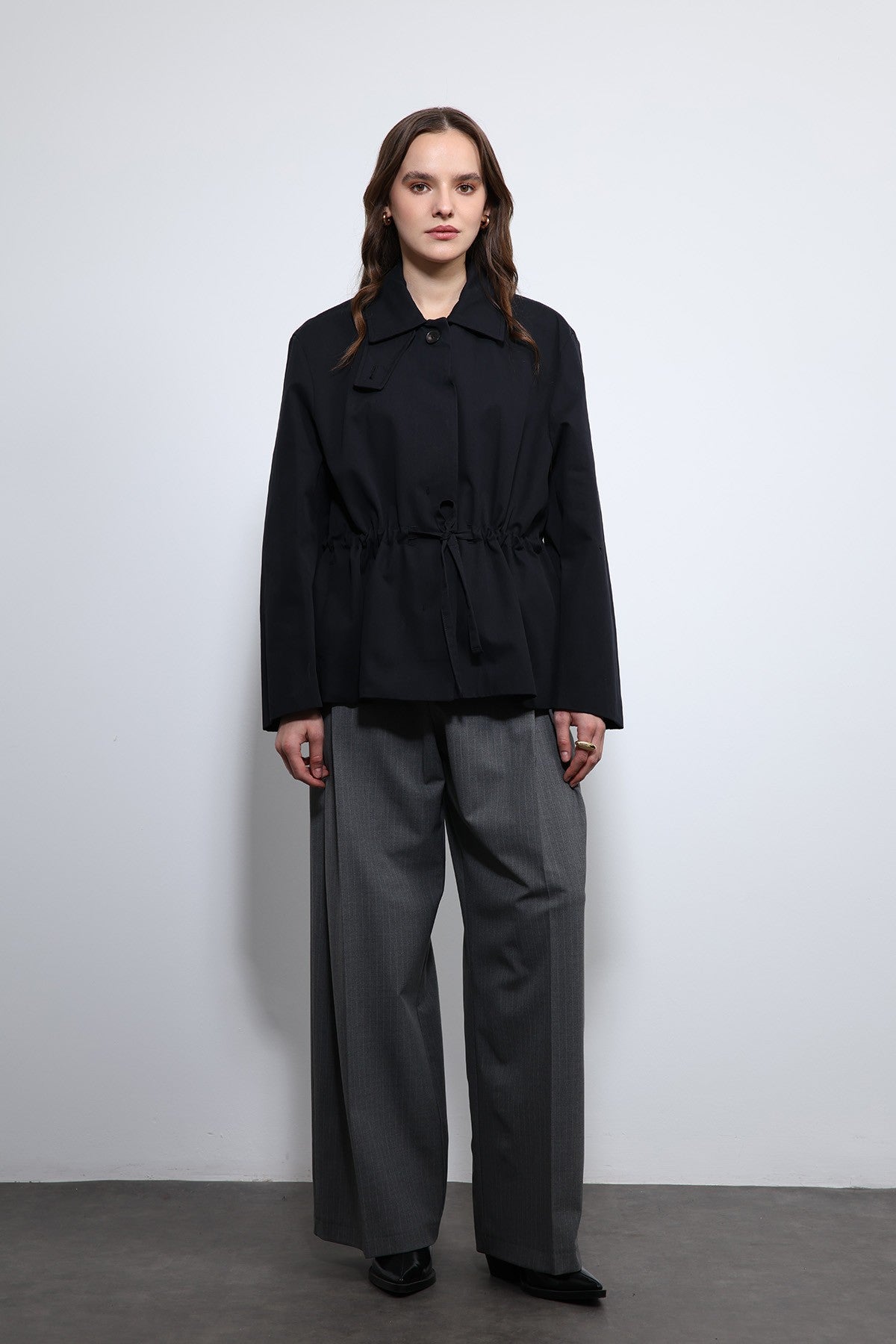 Antioch Short Trench Coat with Adjustable Waist