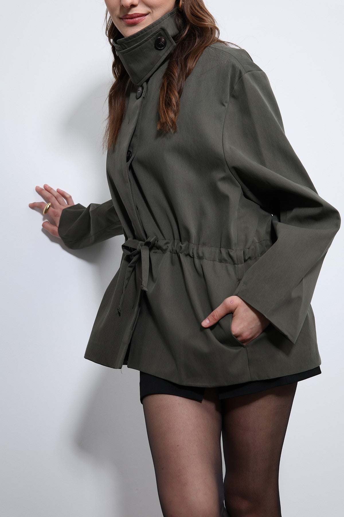 Antioch Short Trench Coat with Adjustable Waist