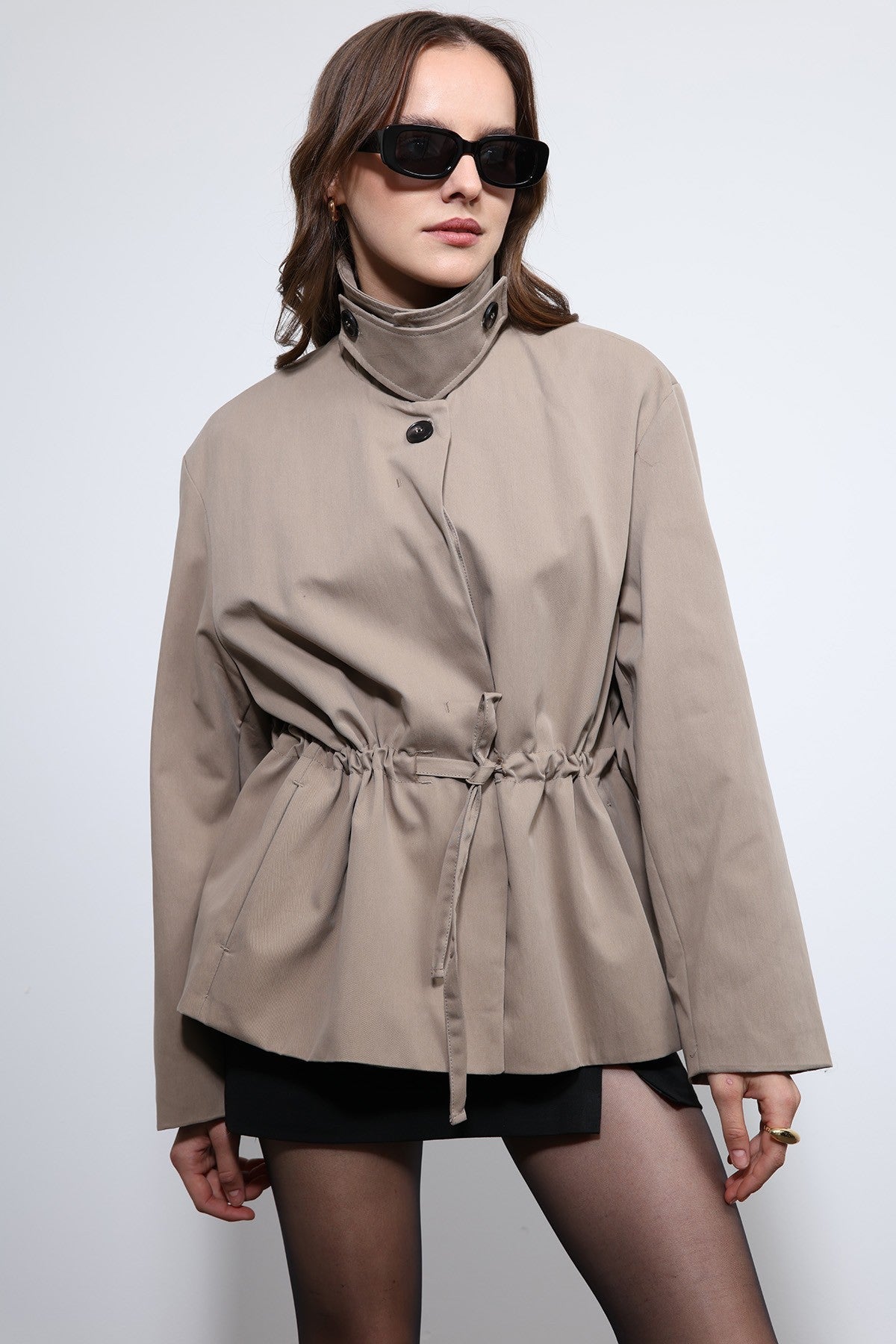 Antioch Short Trench Coat with Adjustable Waist