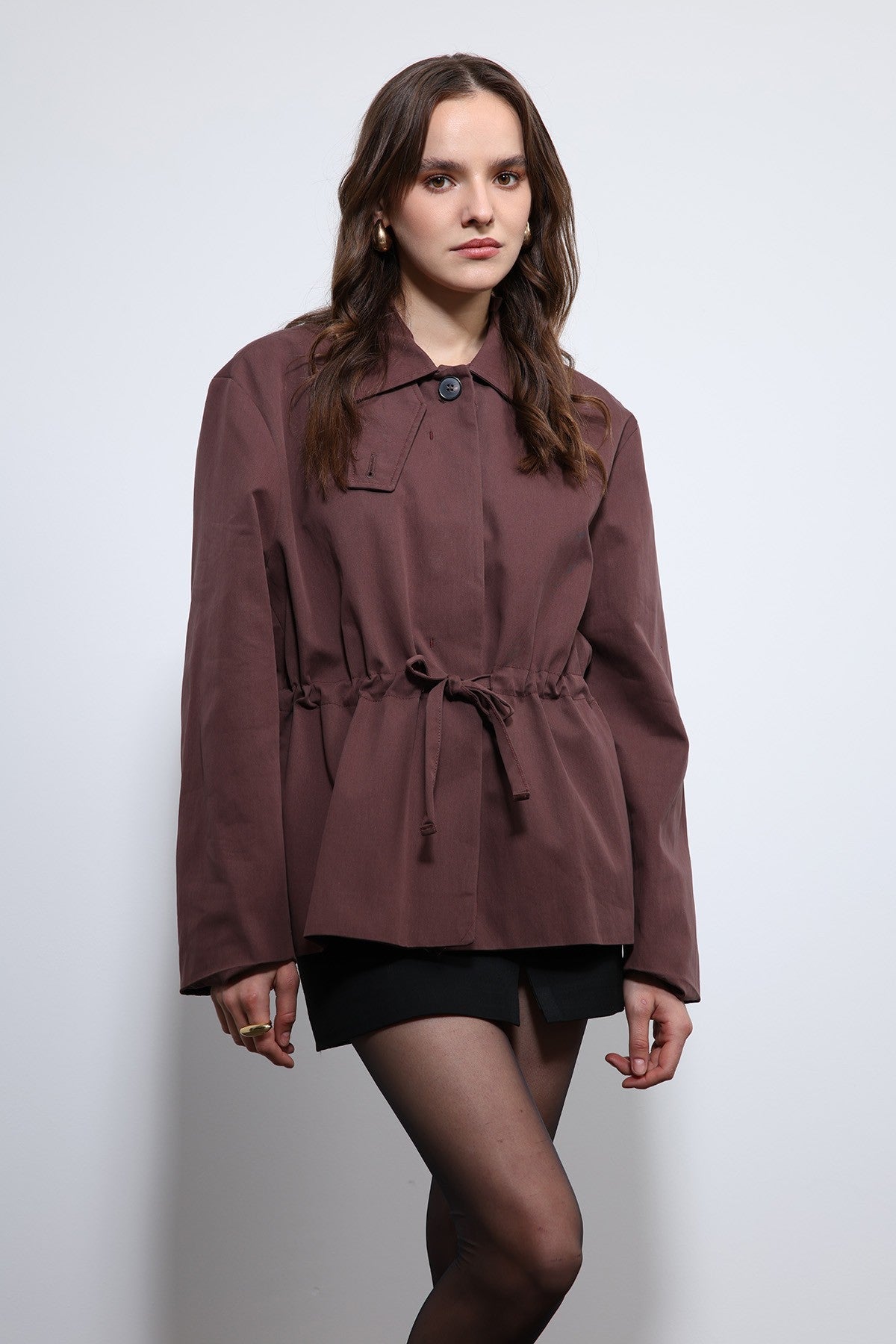Antioch Short Trench Coat with Adjustable Waist
