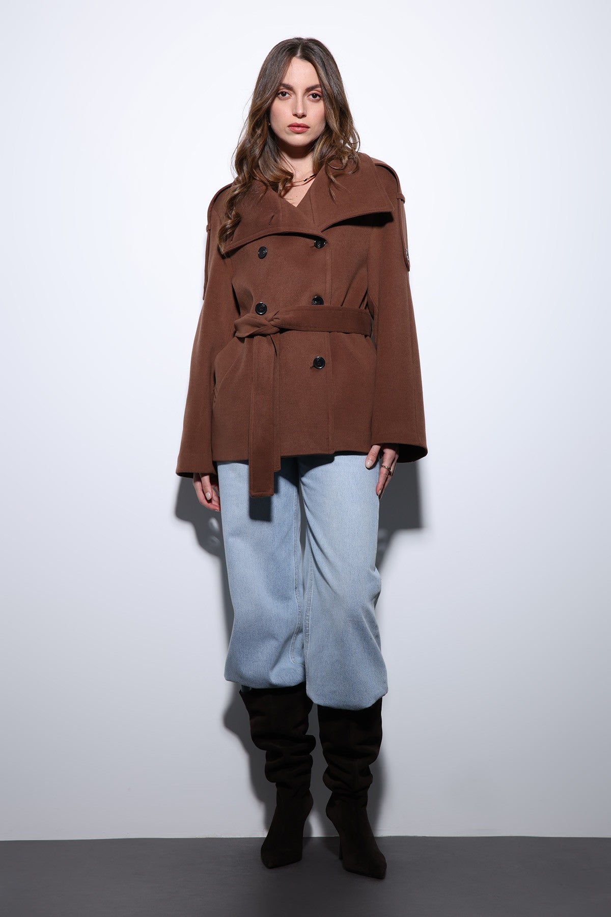 Antioch Stand-Up Collar Double-Breasted Women's Coat