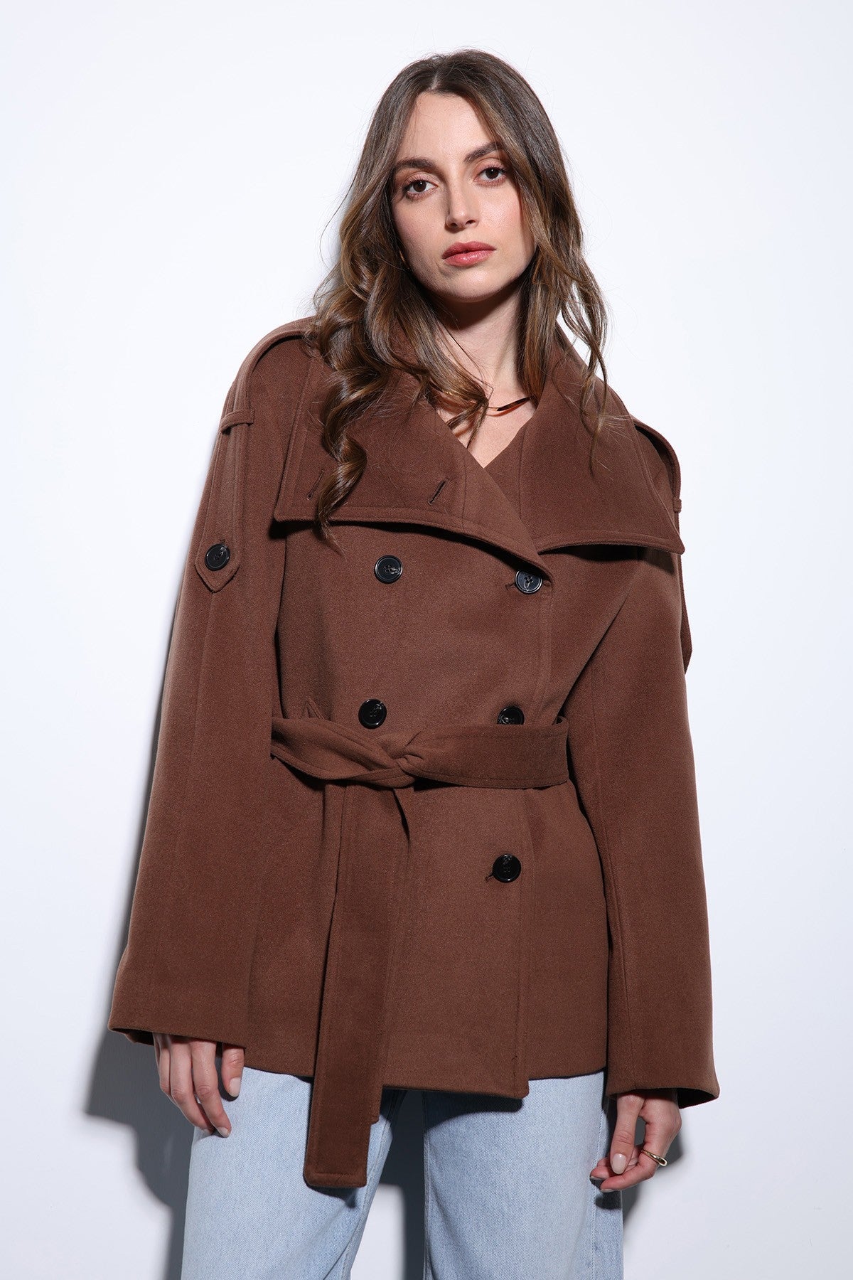 Antioch Stand-Up Collar Double-Breasted Women's Coat
