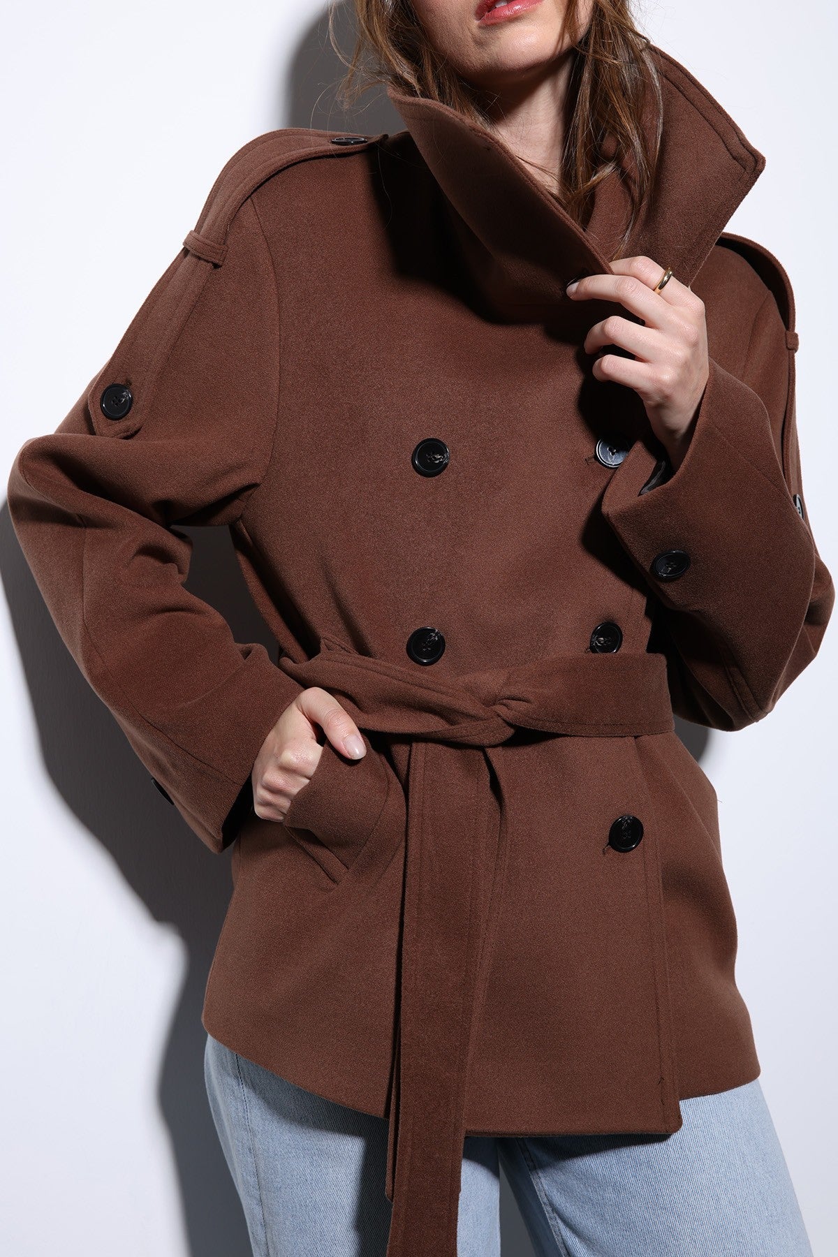 Antioch Stand-Up Collar Double-Breasted Women's Coat