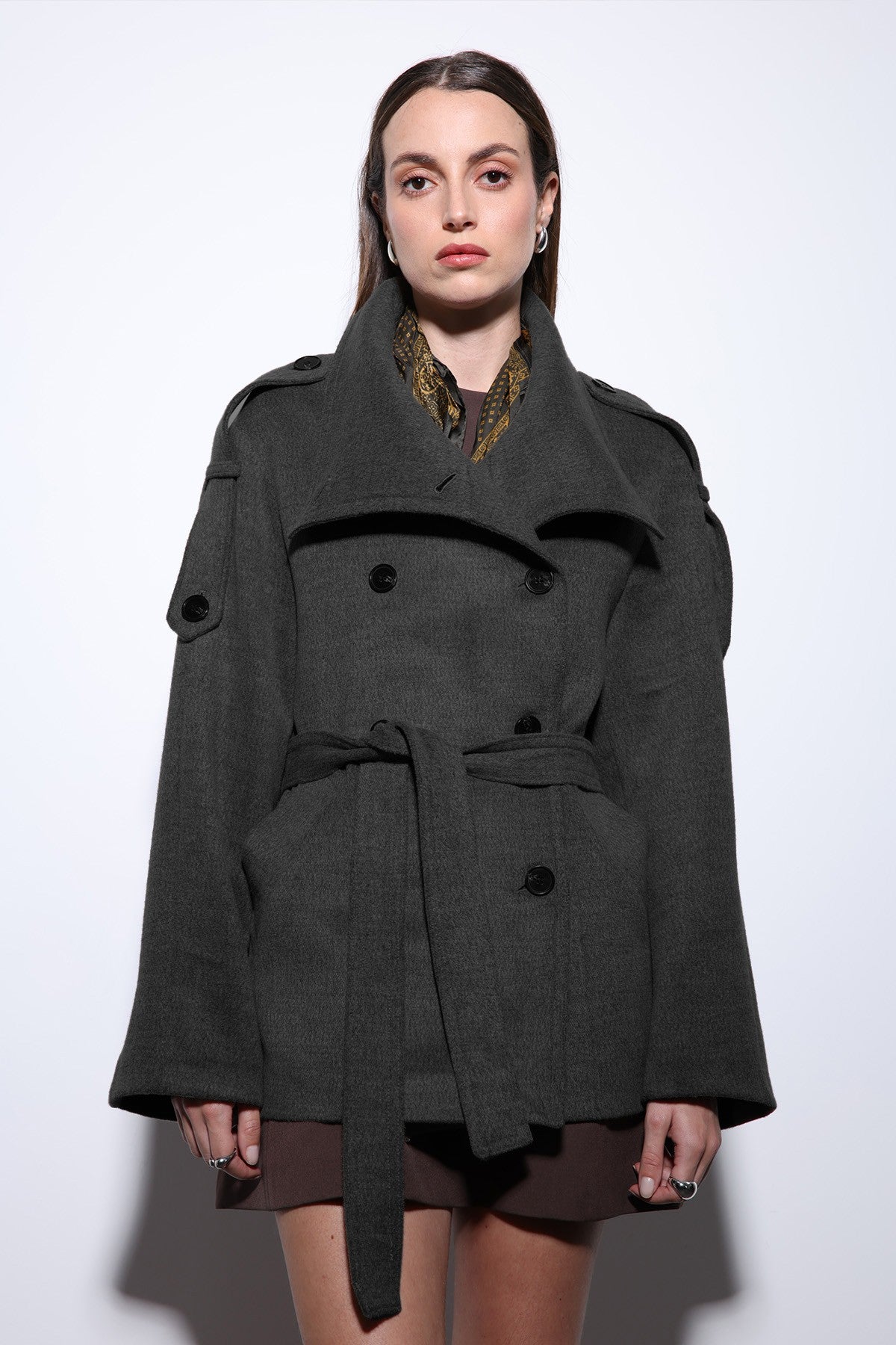 Antioch Stand-Up Collar Double-Breasted Women's Coat