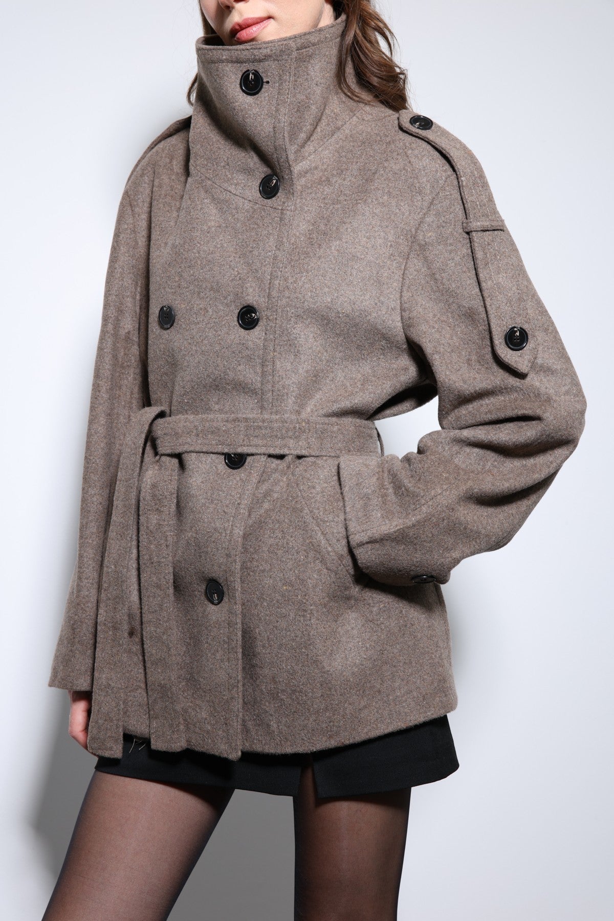 Antioch Stand-Up Collar Double-Breasted Women's Coat