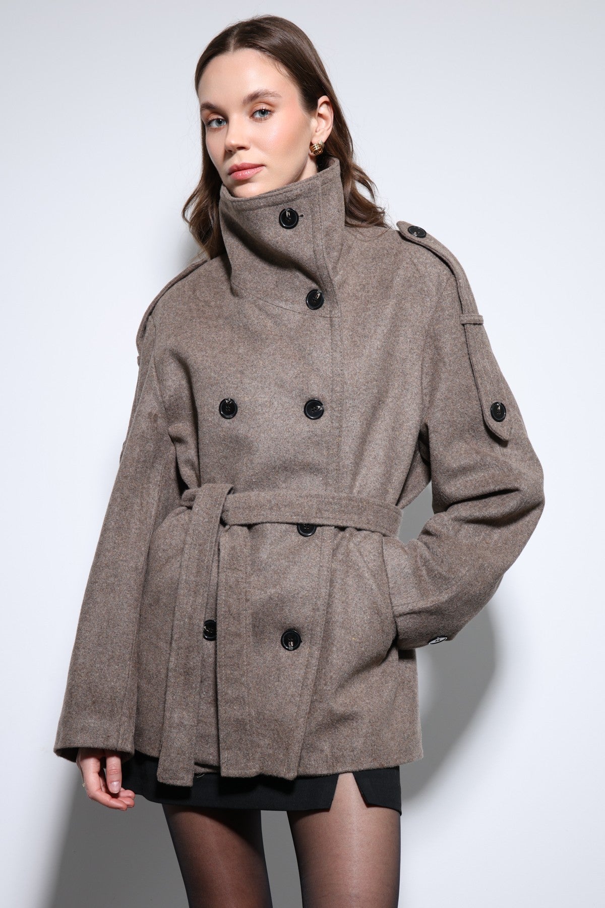 Antioch Stand-Up Collar Double-Breasted Women's Coat