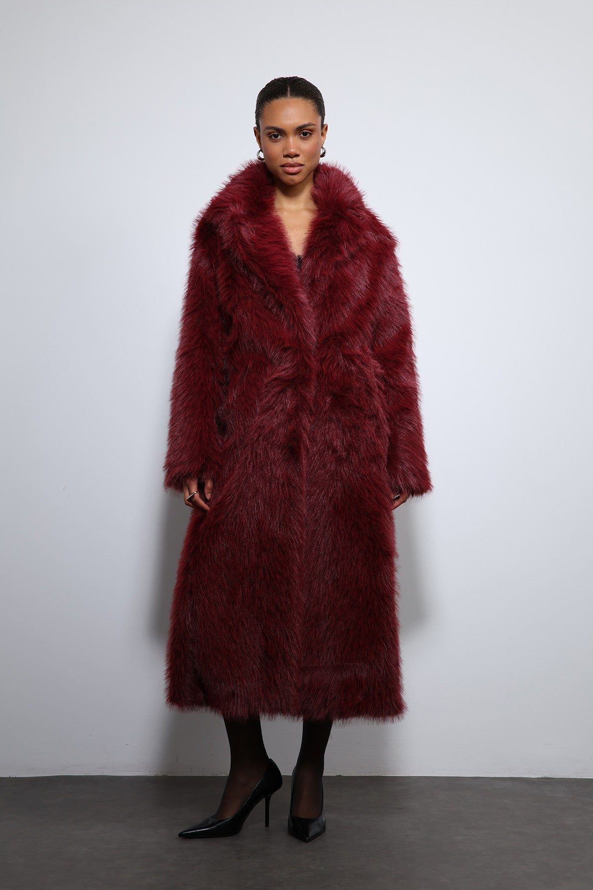 Antioch Long Coat with Faux Fur Trim