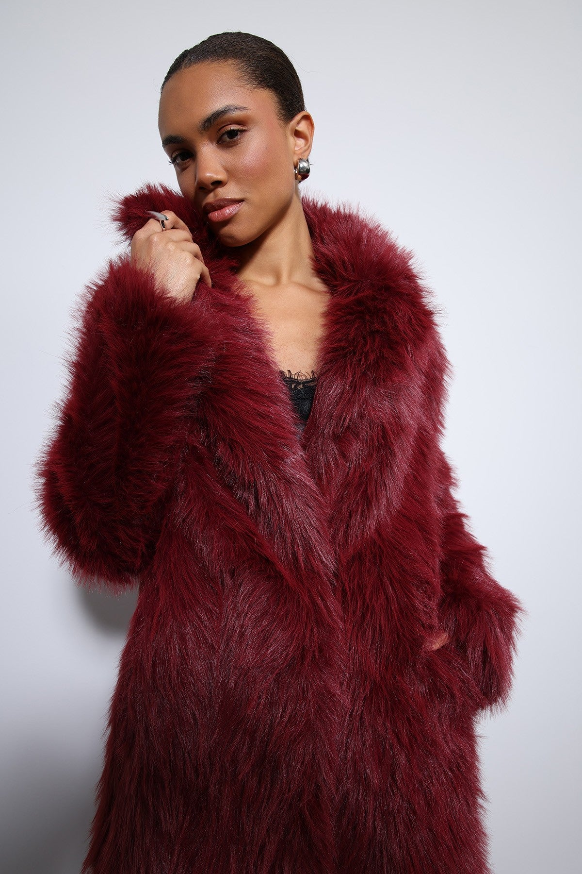 Antioch Long Coat with Faux Fur Trim