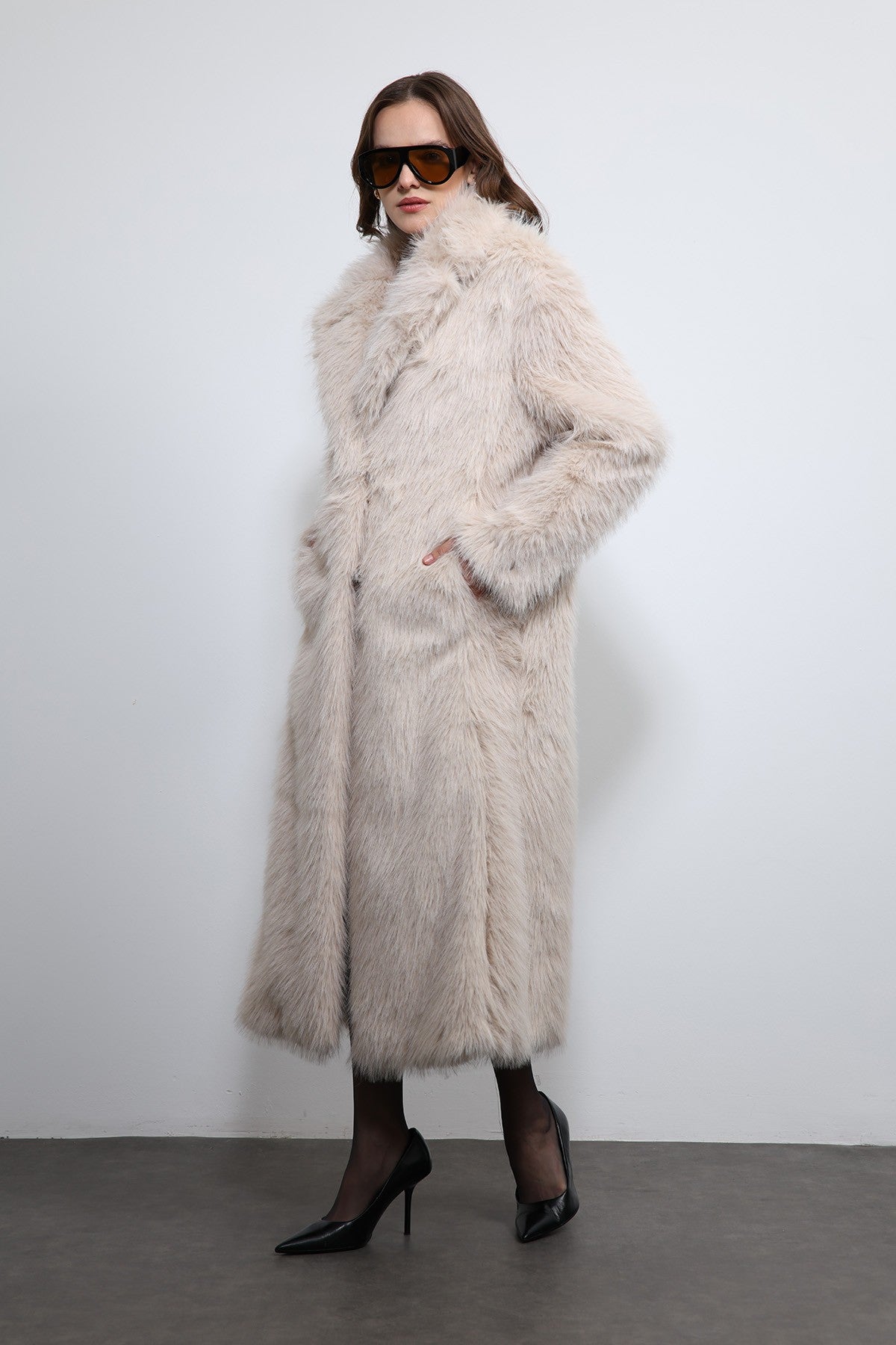 Antioch Long Coat with Faux Fur Trim