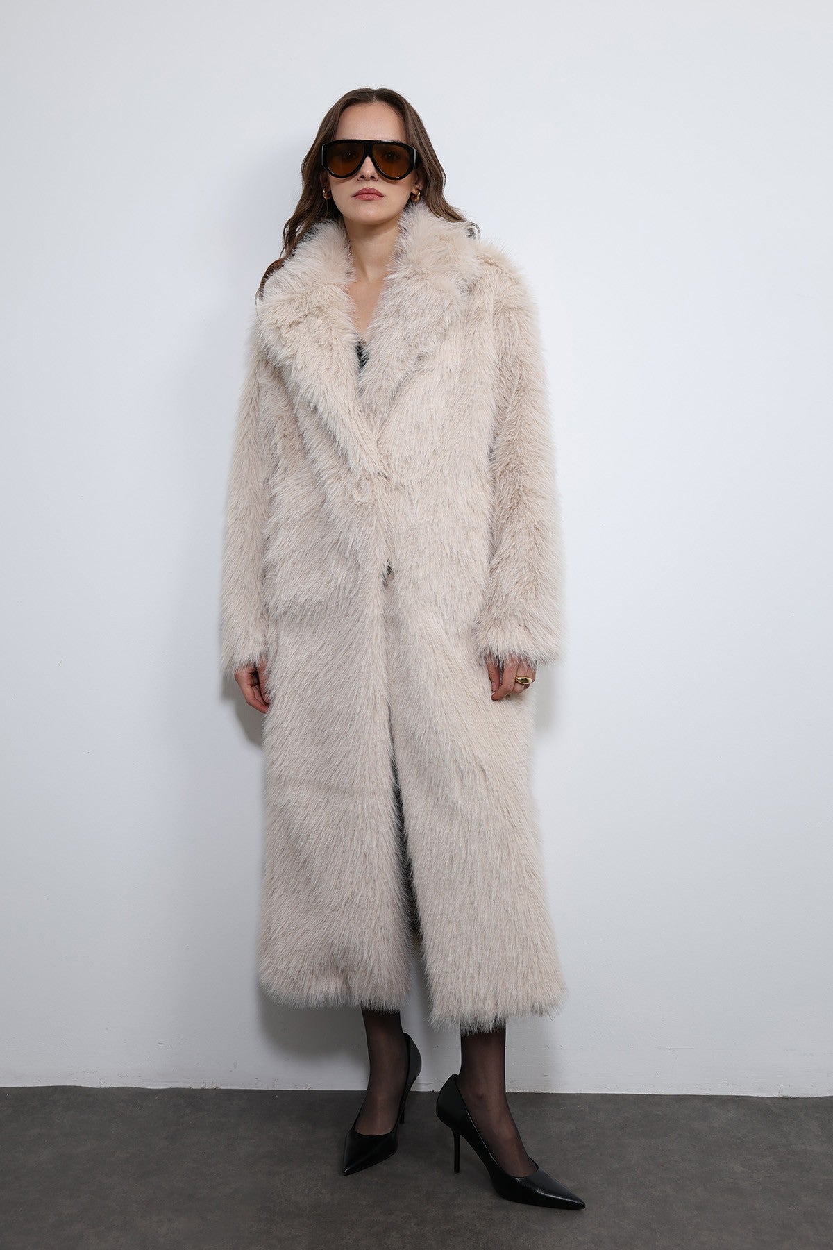 Antioch Long Coat with Faux Fur Trim