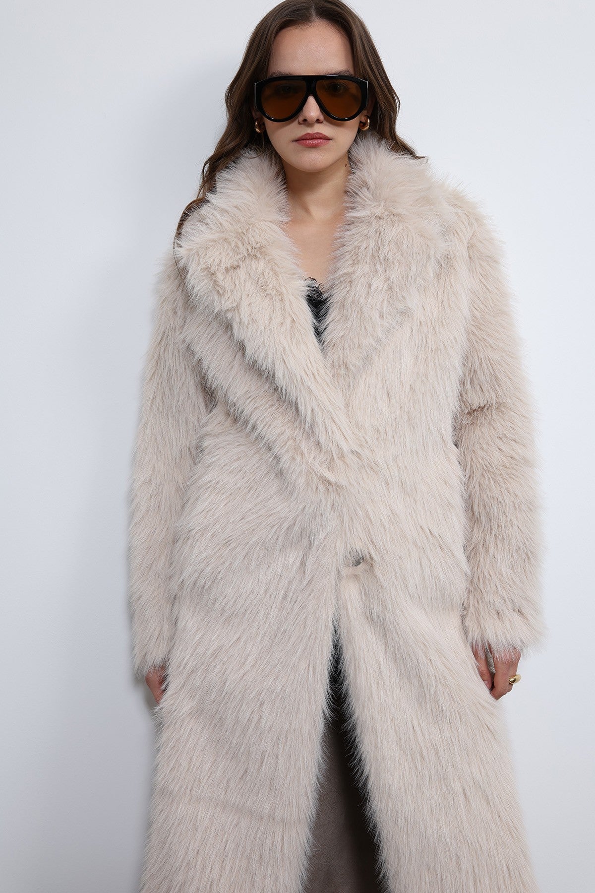 Antioch Long Coat with Faux Fur Trim