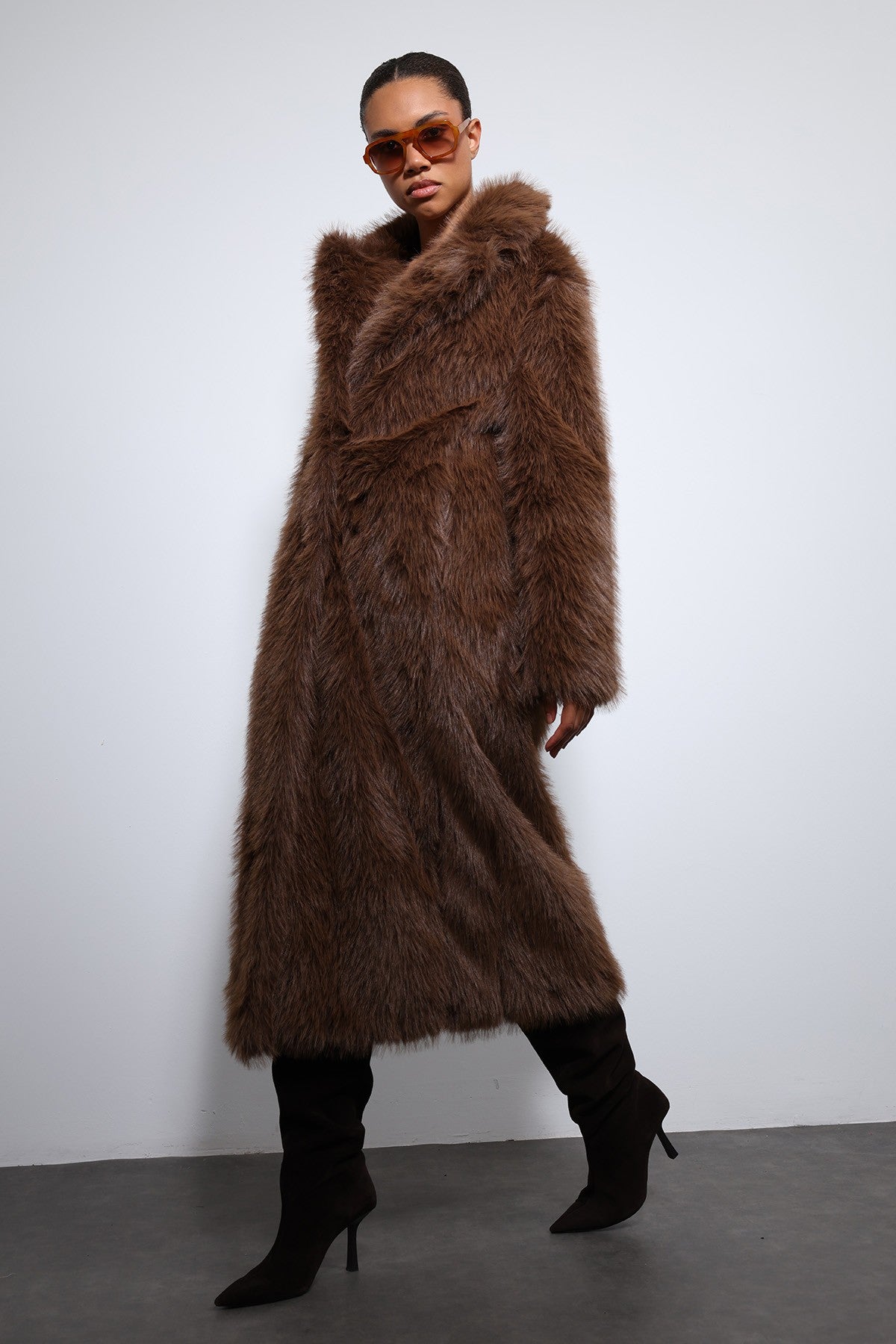Antioch Long Coat with Faux Fur Trim