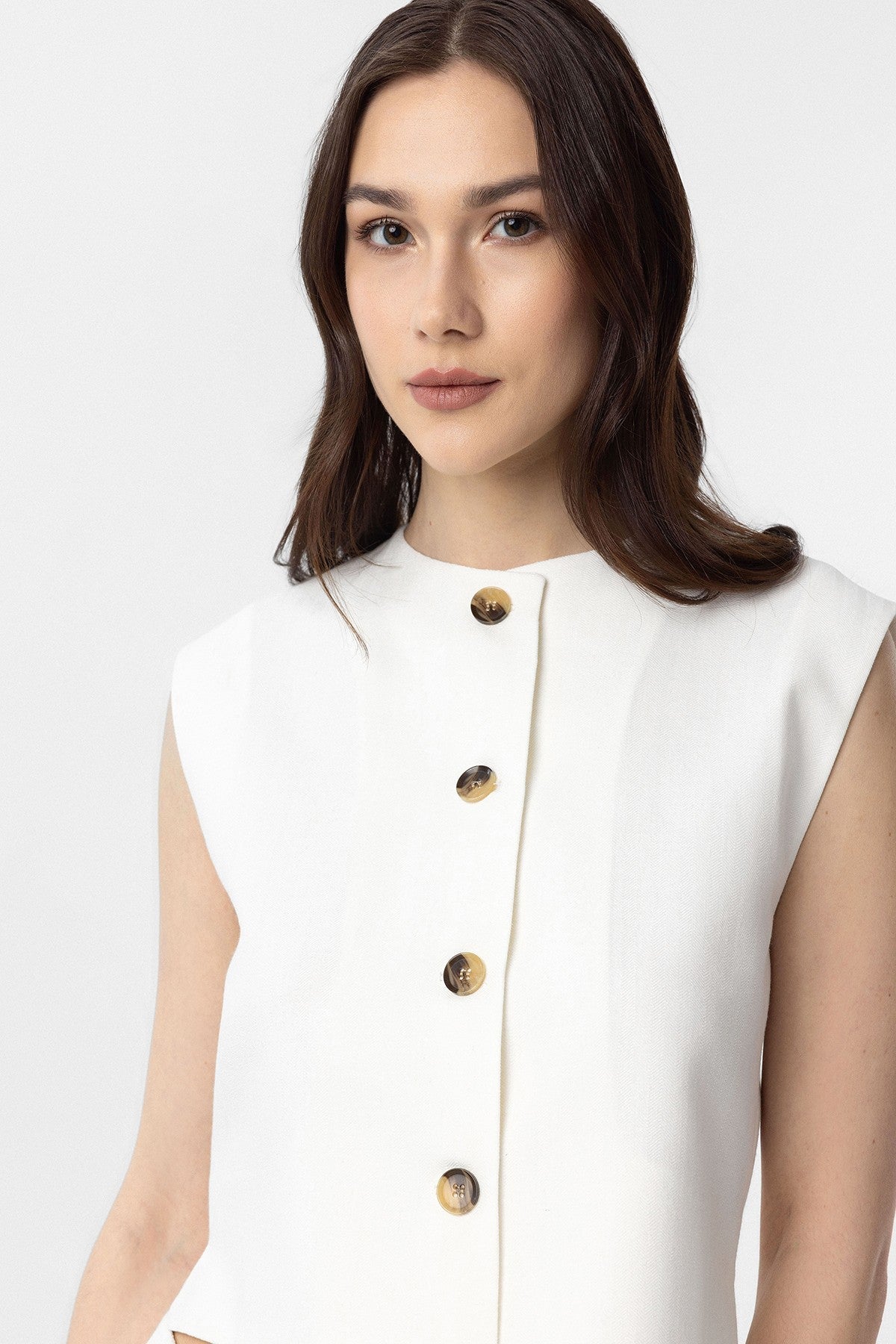 Women's Linen-Blend Vest