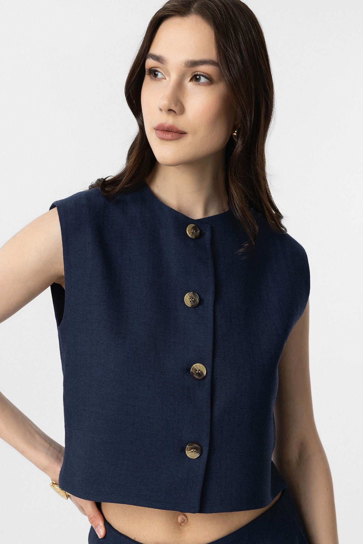 Women's Linen-Blend Vest