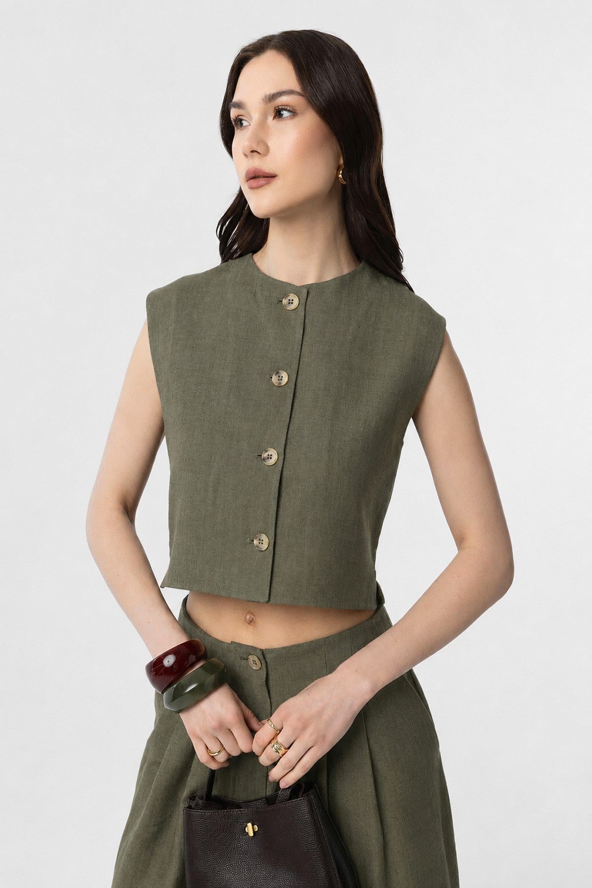 Women's Linen-Blend Vest