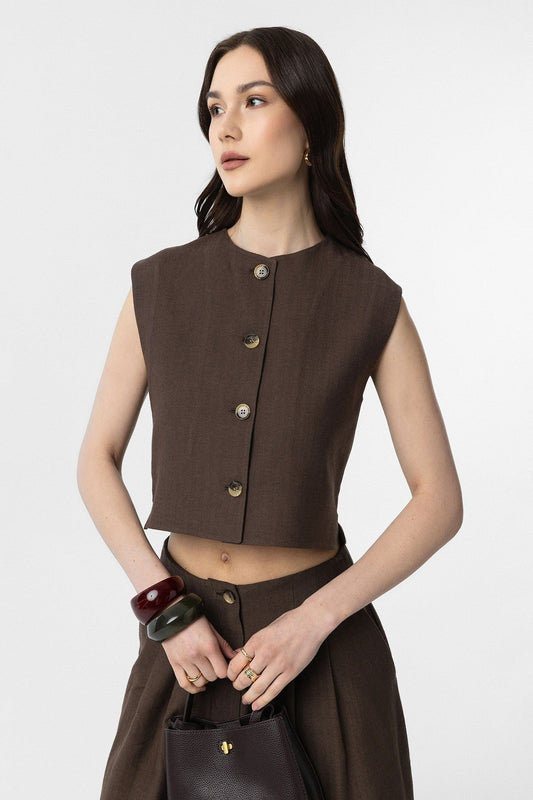 Women's Linen-Blend Vest