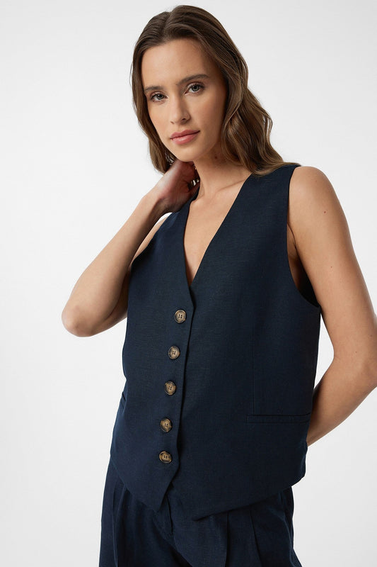 Antioch Women's Tailored Vest with Linen Blend