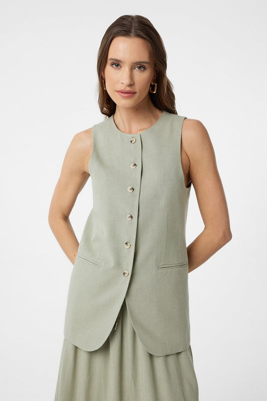 Antioch Women's Long Vest with Linen Blend