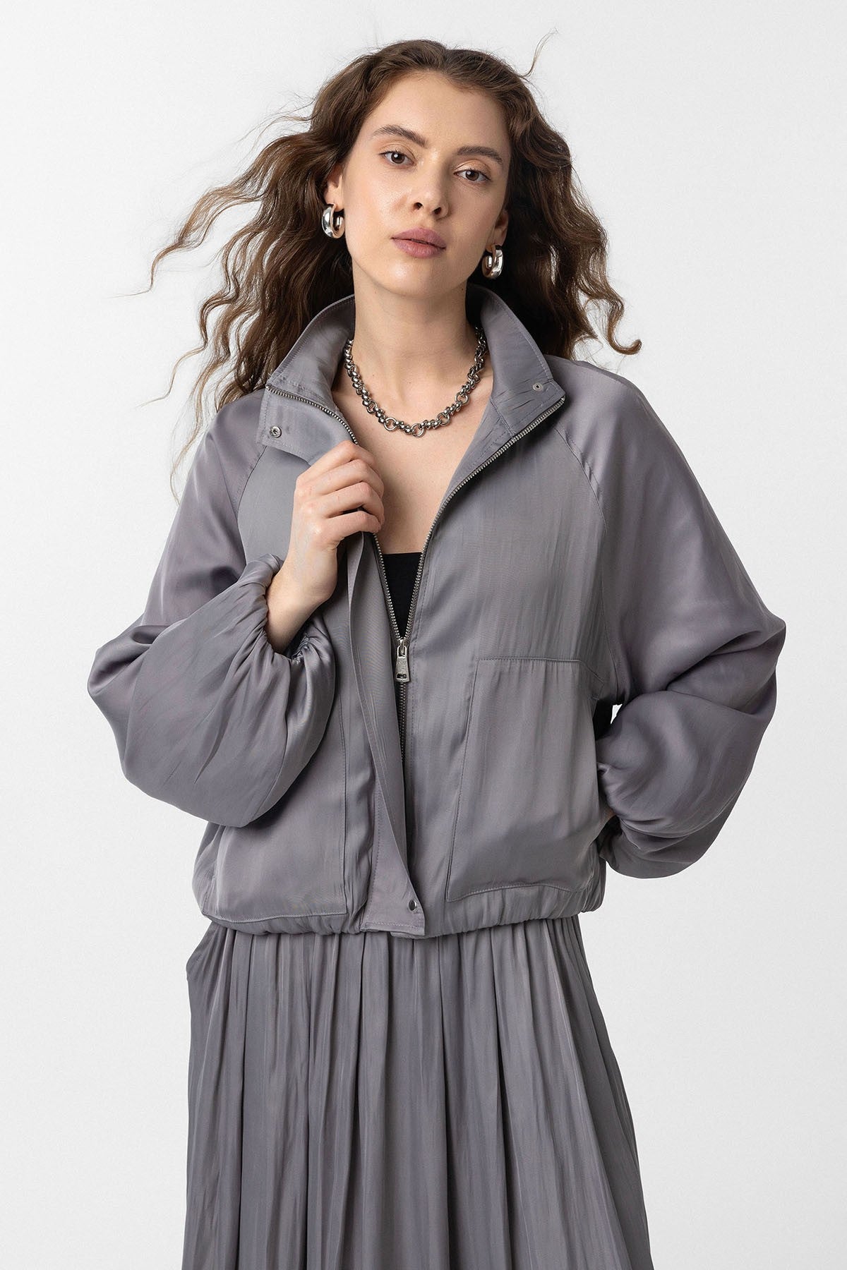 Antioch Stand-Up Collar Slim-Fit Women's Bomber Jacket