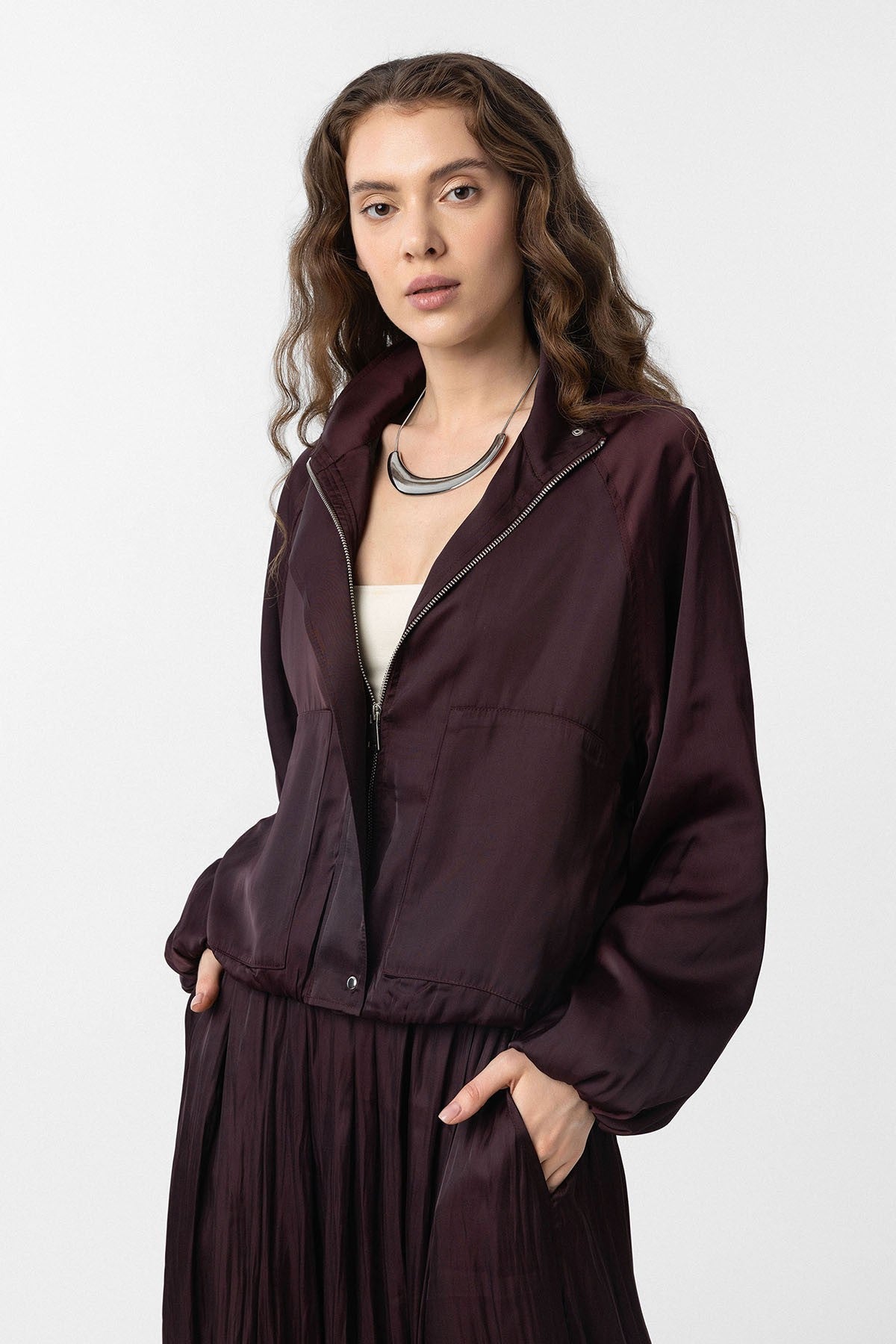 Antioch Stand-Up Collar Slim-Fit Women's Bomber Jacket