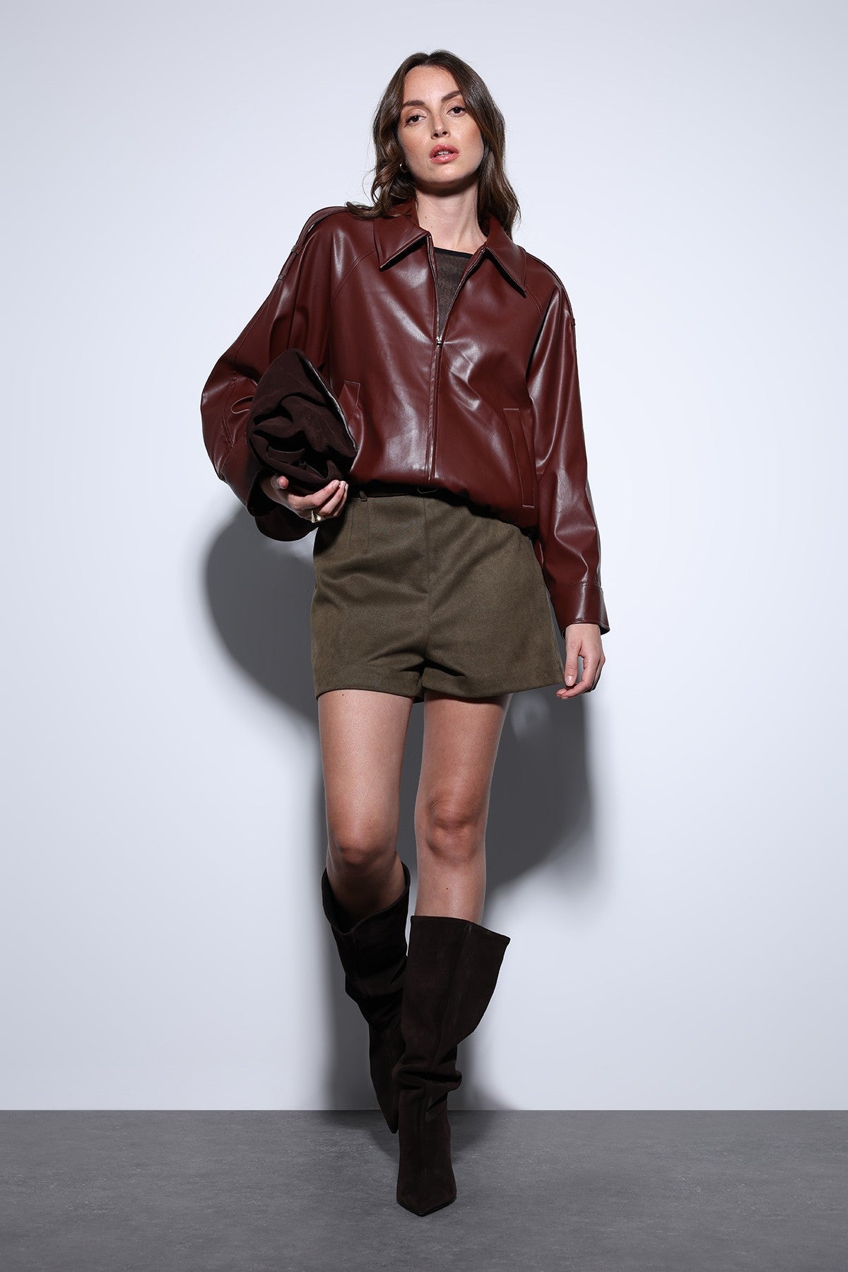 Antioch Faux Leather Bomber Jacket