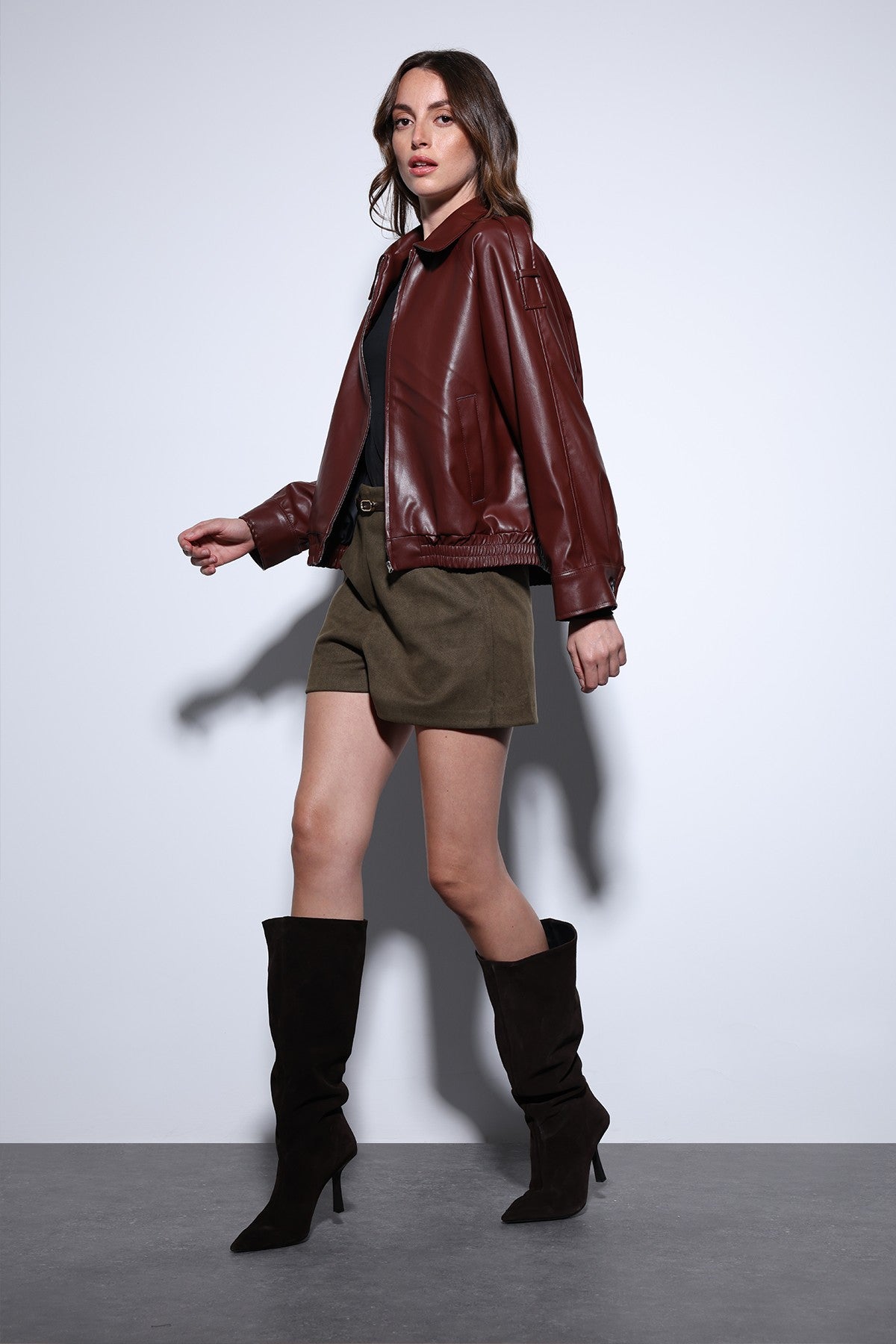 Antioch Faux Leather Bomber Jacket