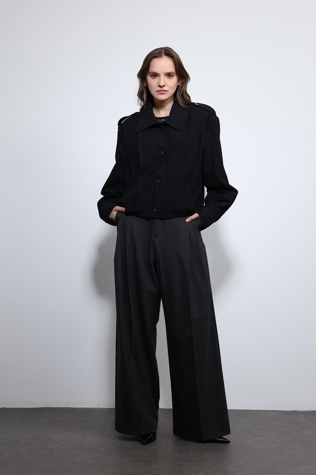 Antioch Pile Detailed Stand-Up Collar Jacket