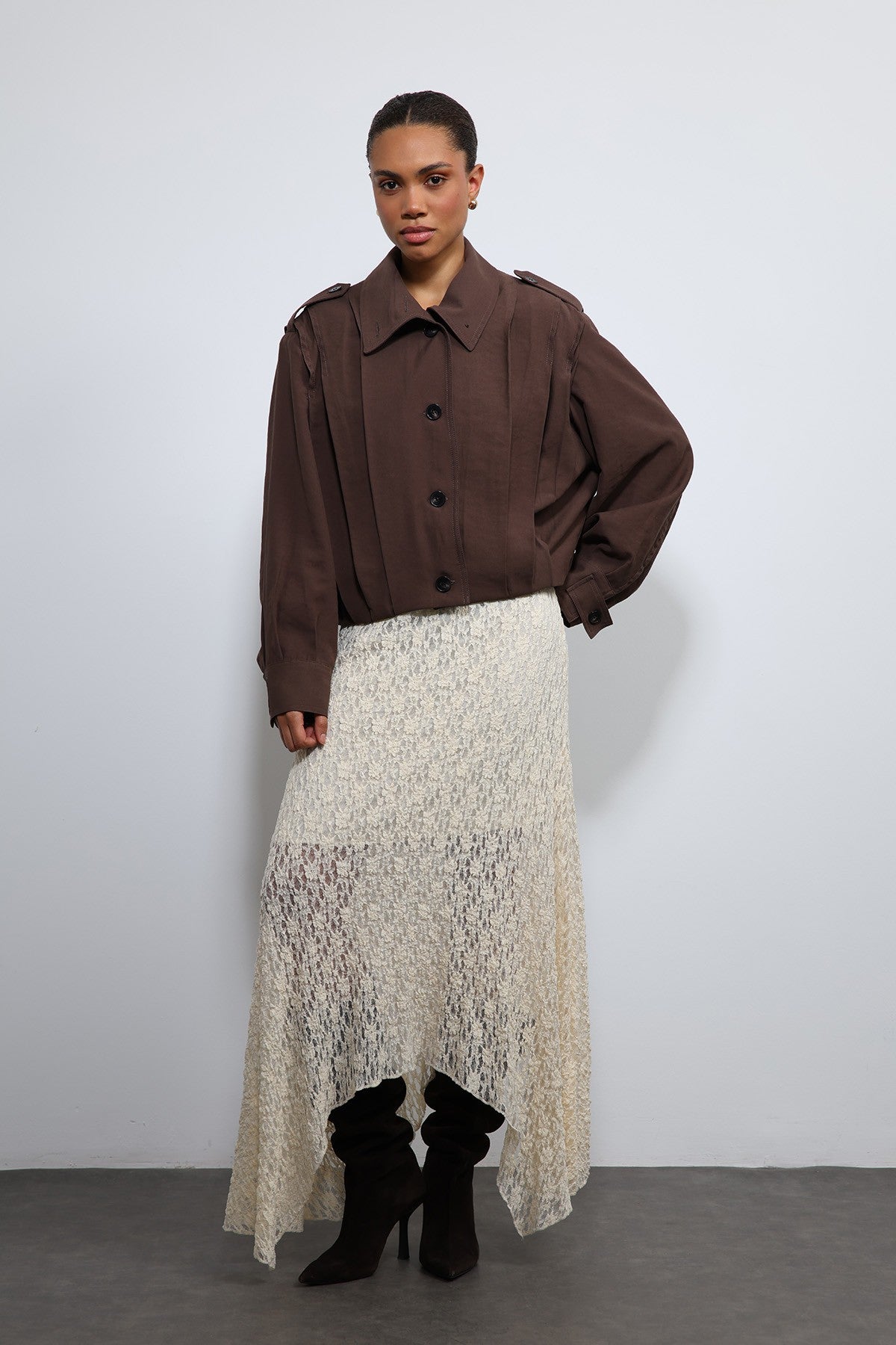 Antioch Pile Detailed Stand-Up Collar Jacket