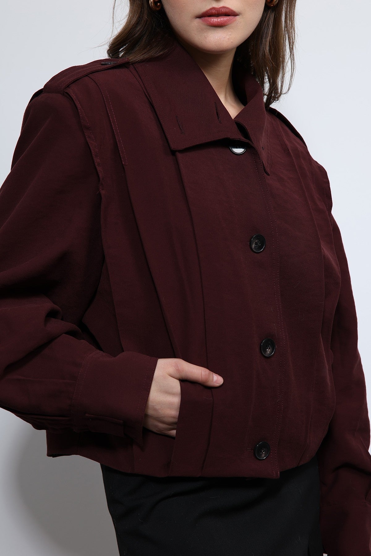 Antioch Pile Detailed Stand-Up Collar Jacket