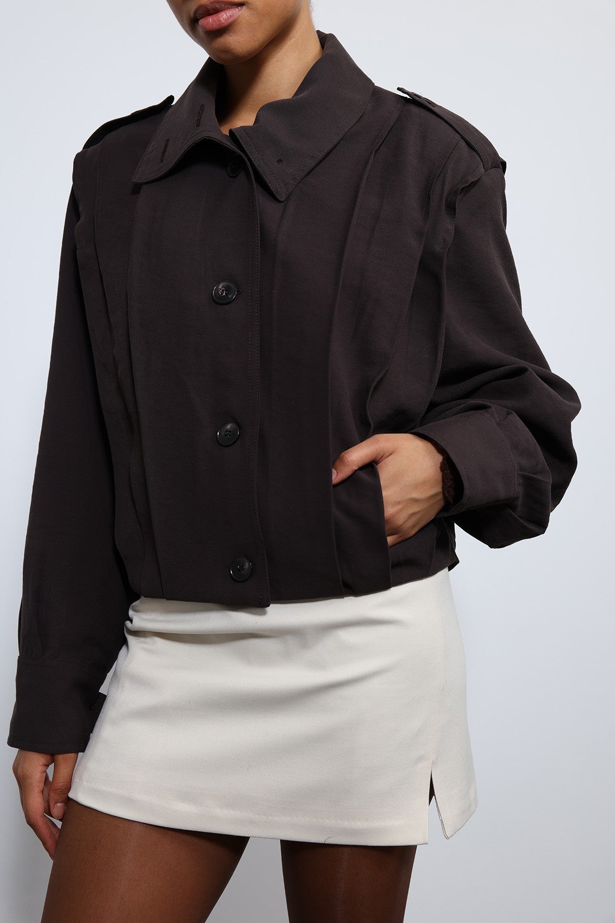 Antioch Pile Detailed Stand-Up Collar Jacket
