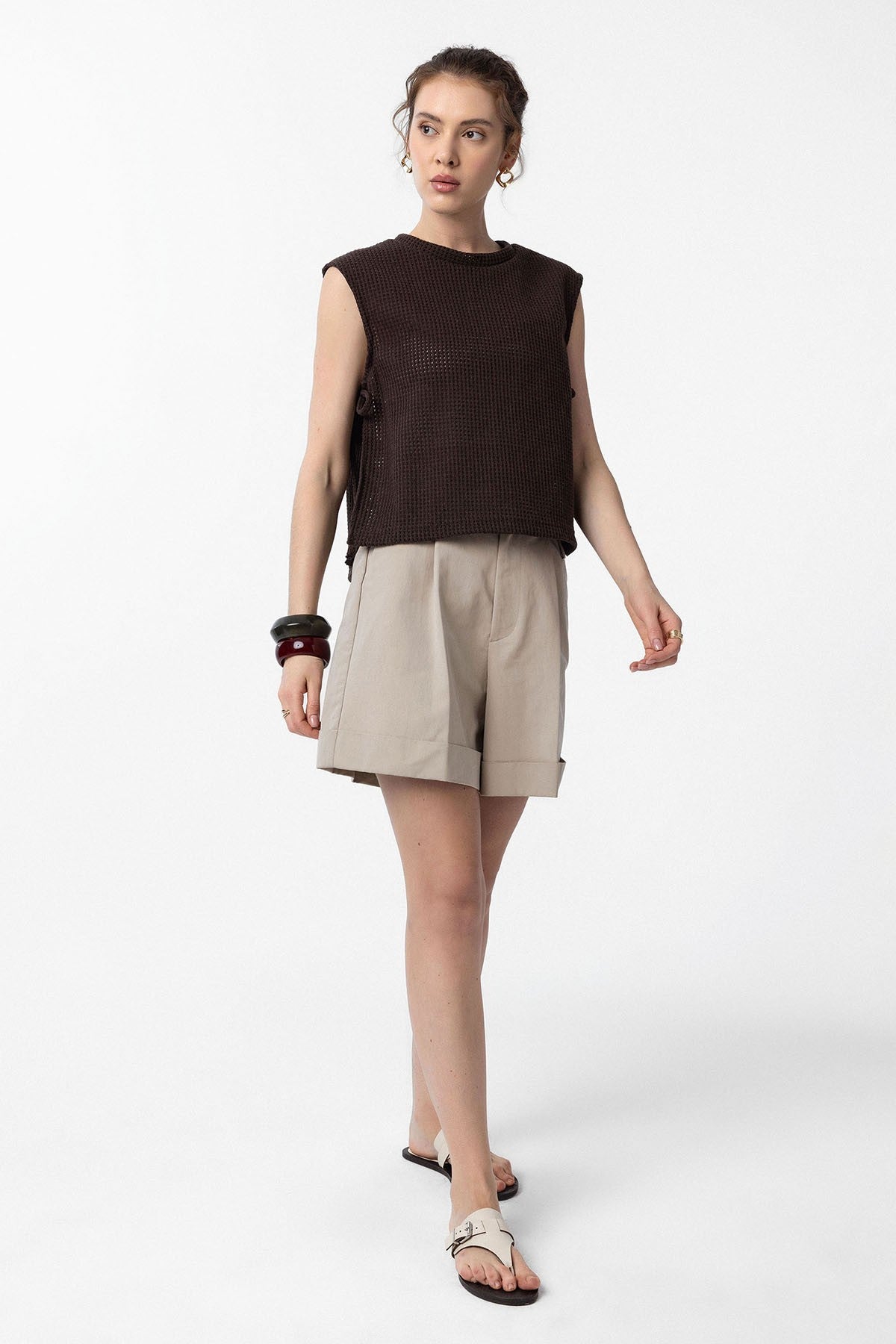 Antioch Lace-Up Knit-Textured Women's Top