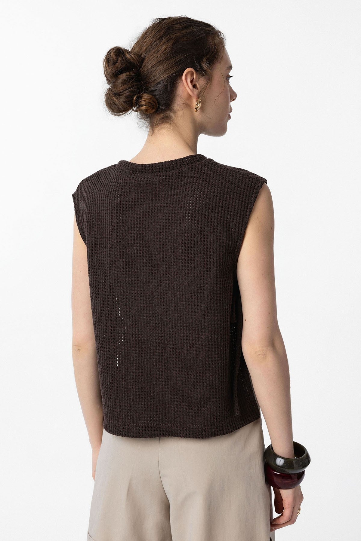 Antioch Lace-Up Knit-Textured Women's Top
