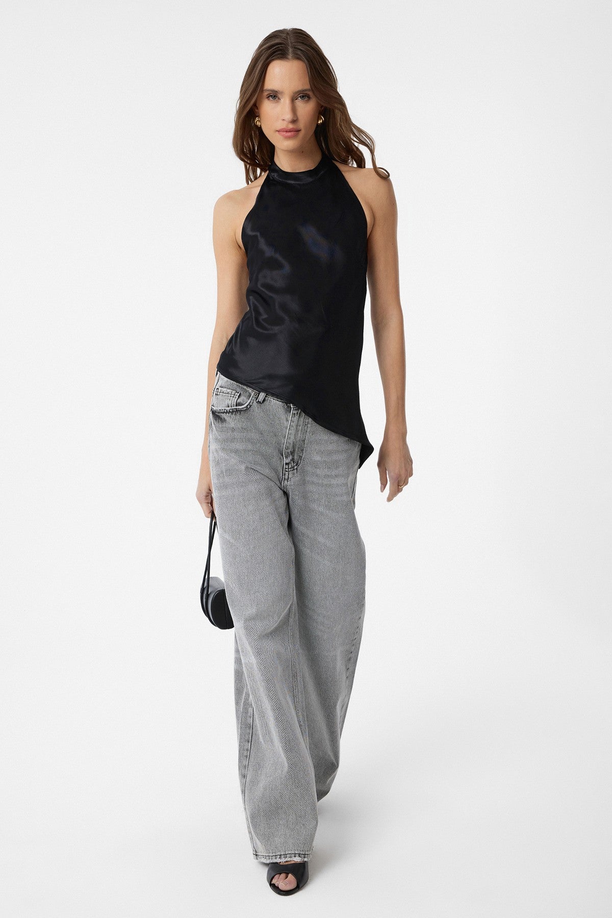 Antioch Asymmetrical Satin Backless Women's Top