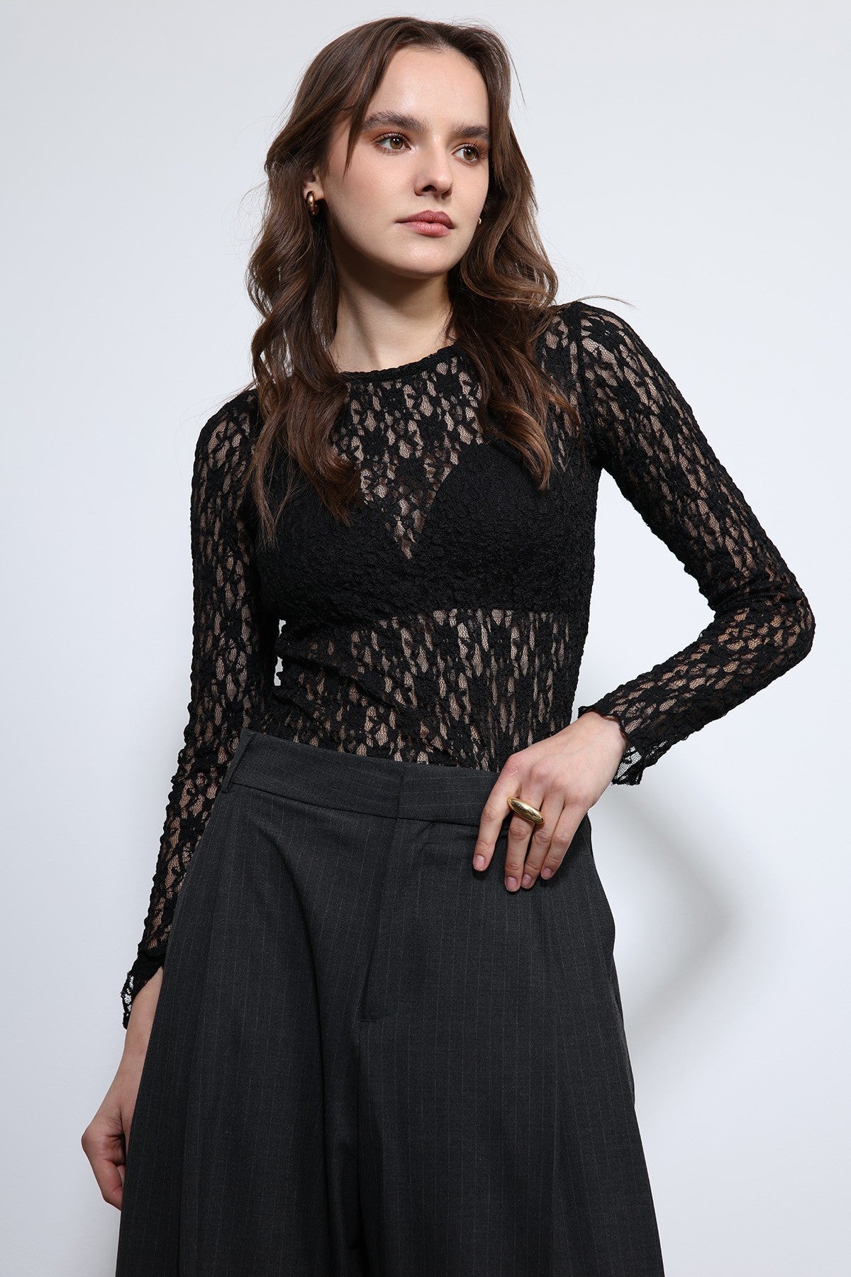 Antioch Sheer Blouse with Lace Details