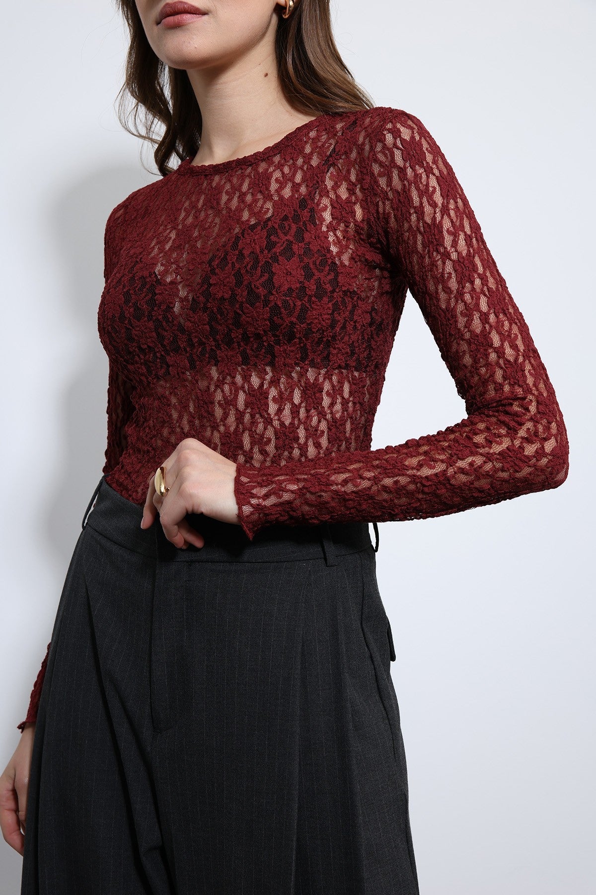 Antioch Sheer Blouse with Lace Details