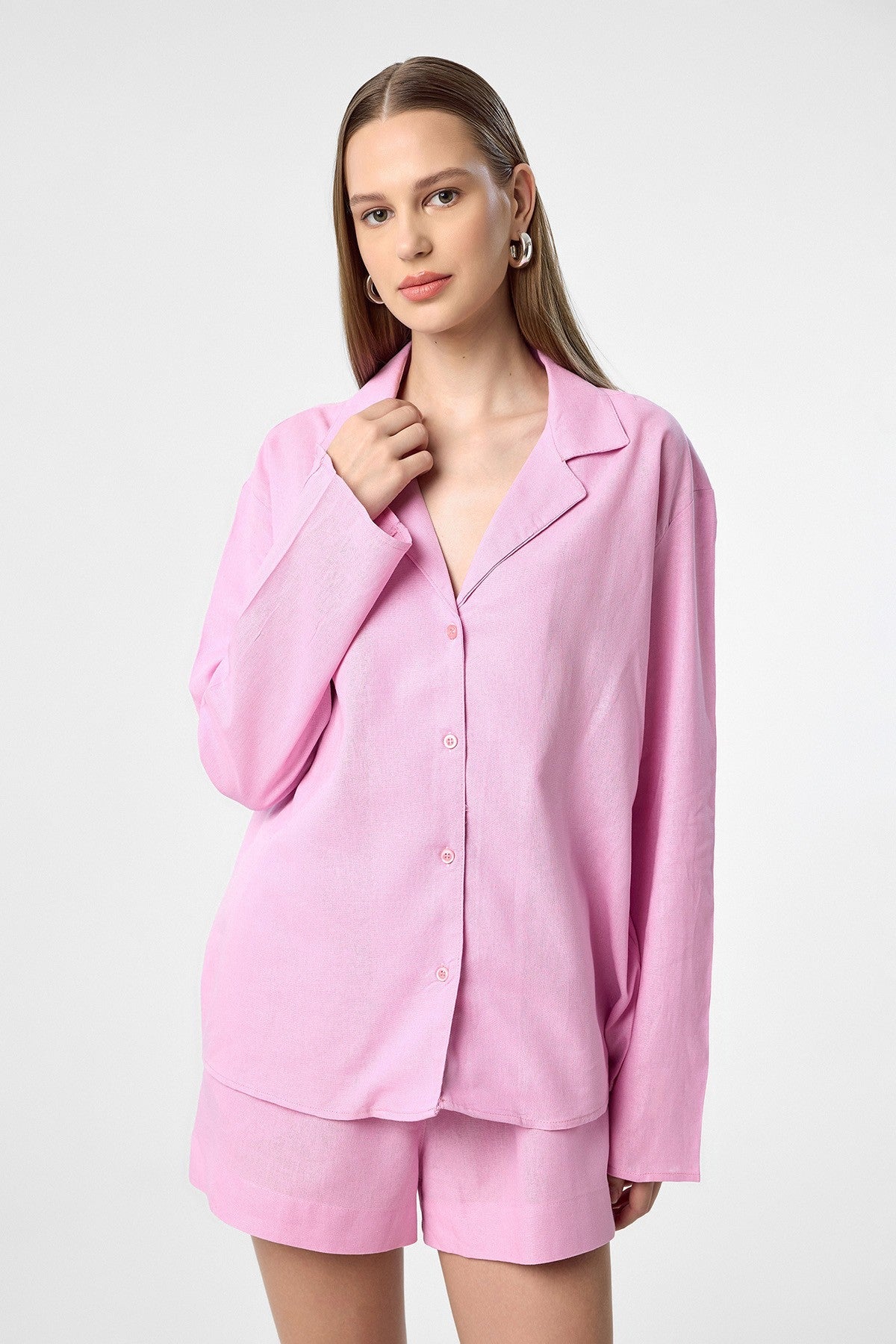 Antioch Linen-Blend Shorts and Shirt Set for Women