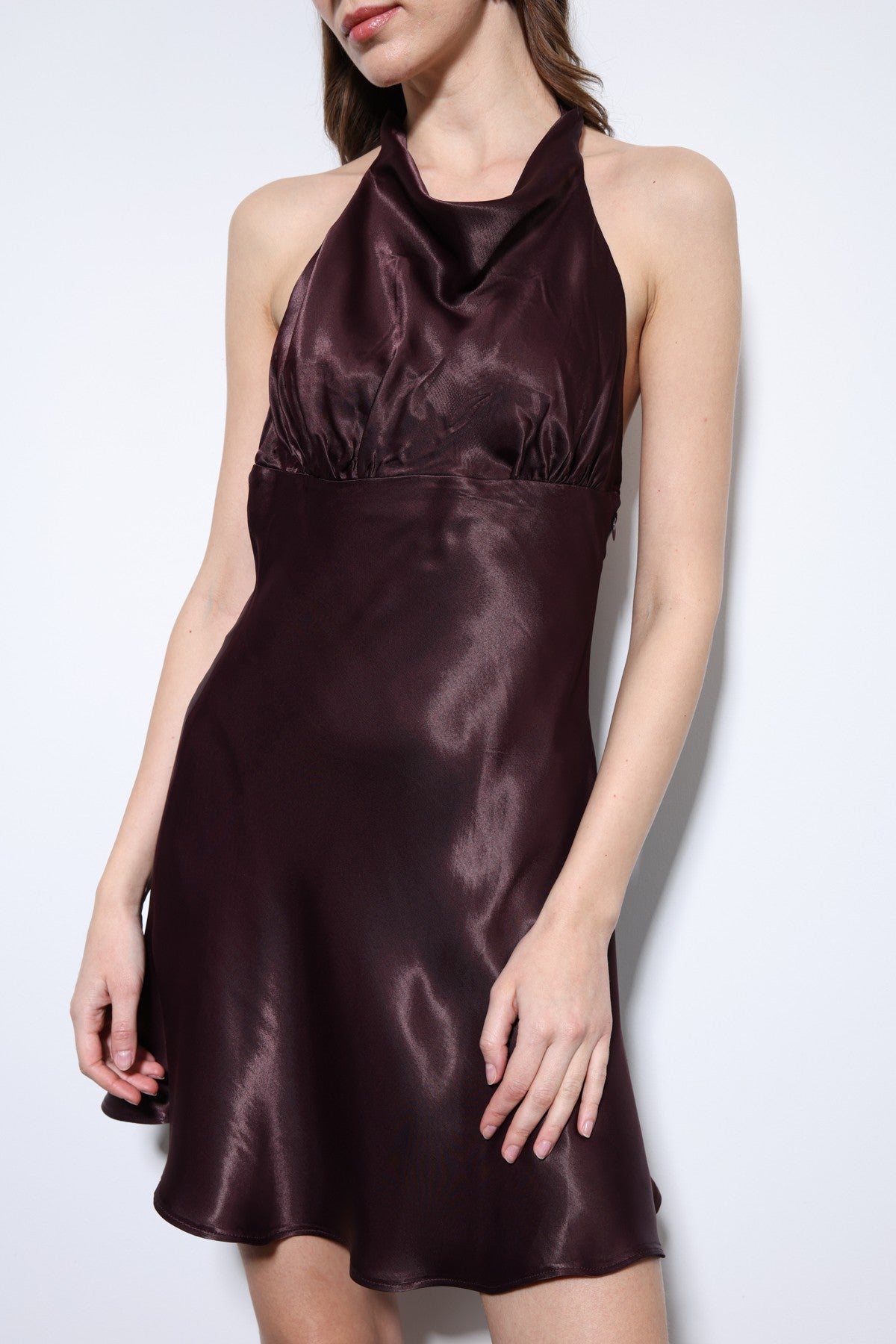 Antioch Halter-Neck Satin Short Dress