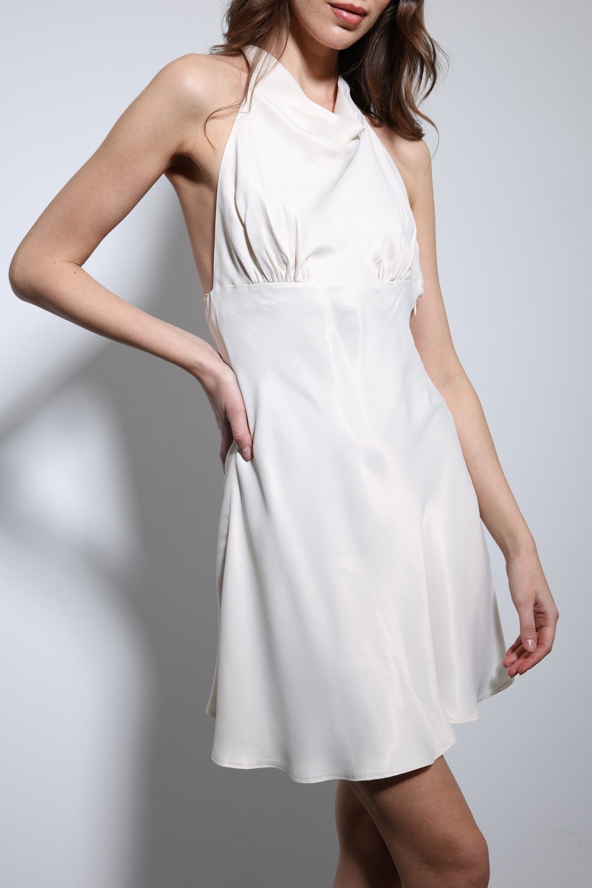 Antioch Halter-Neck Satin Short Dress