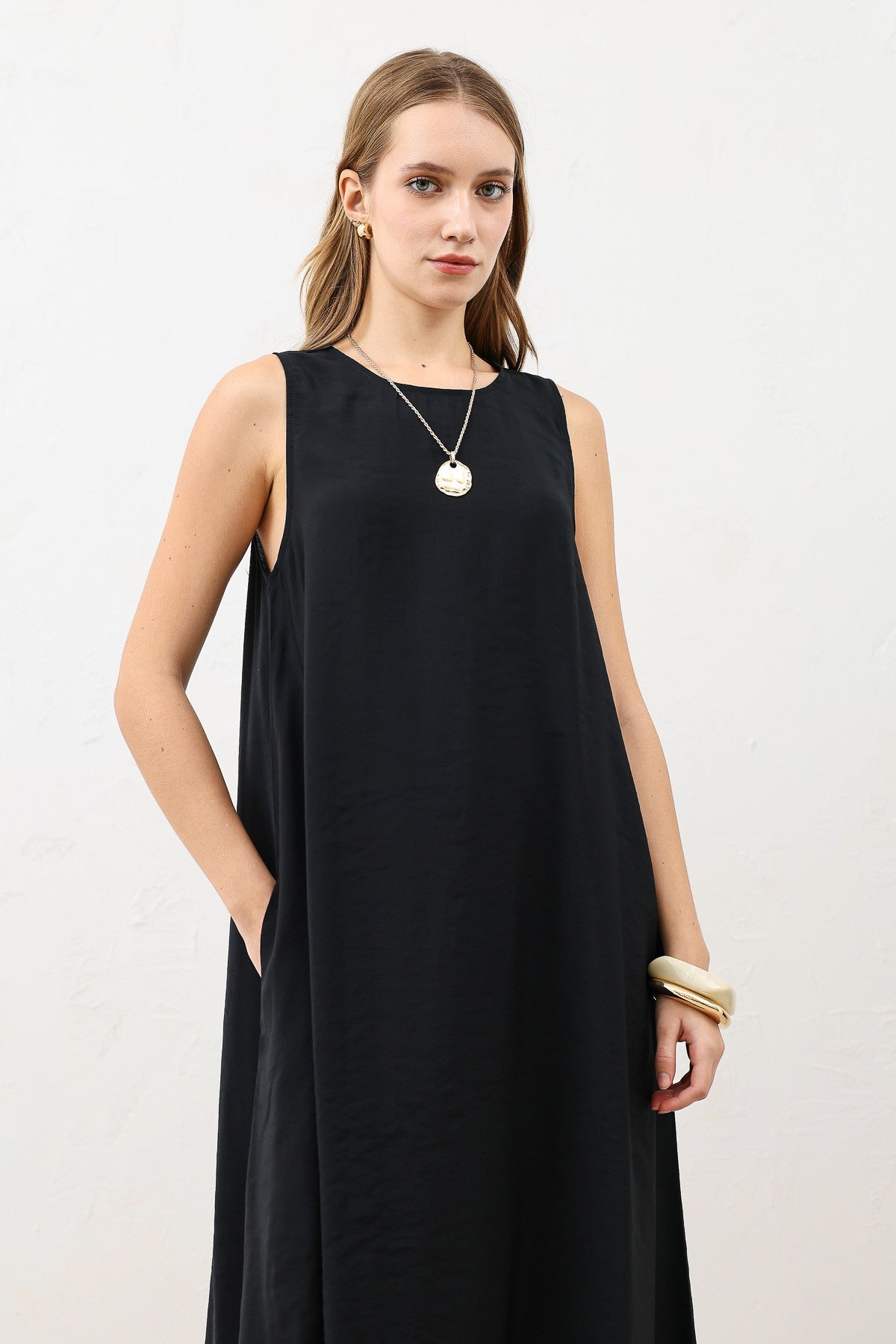 Antioch Draped Halter-Neck Midi Dress