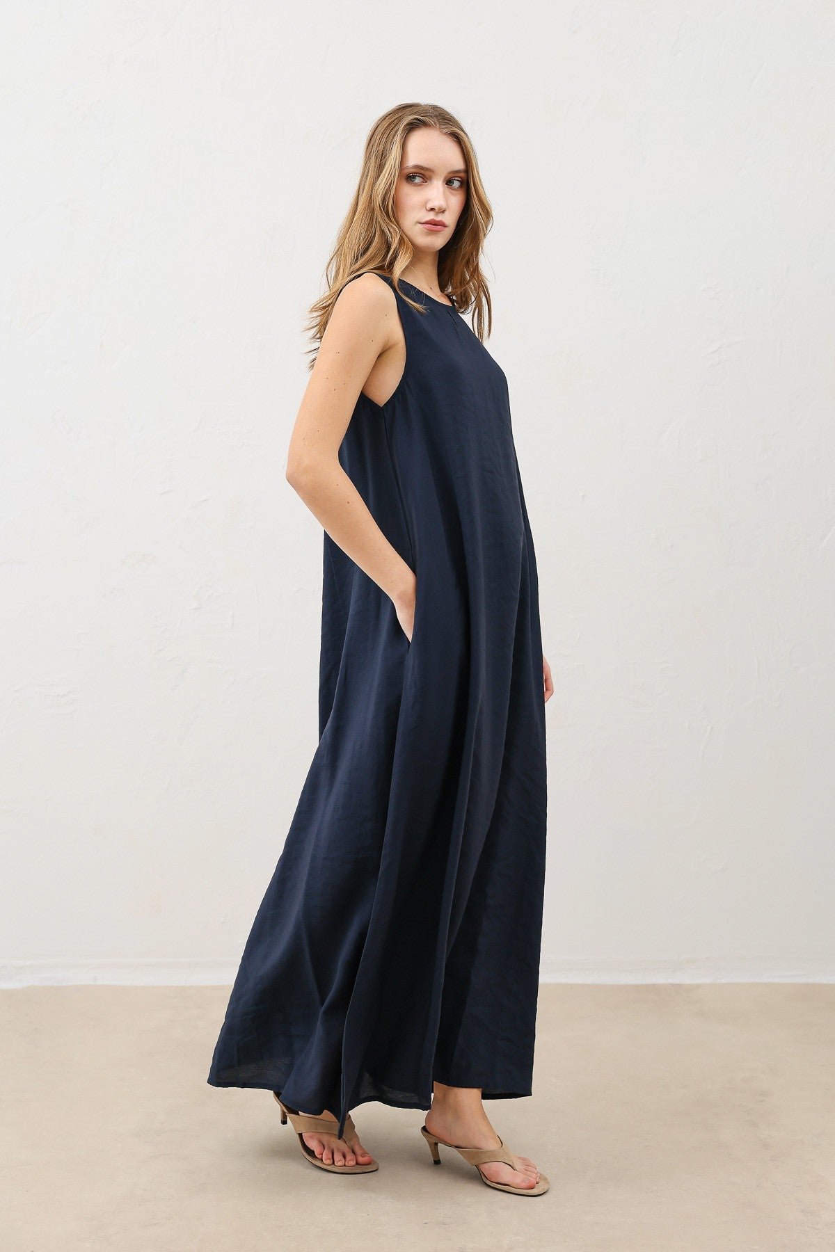 Antioch Draped Halter-Neck Midi Dress