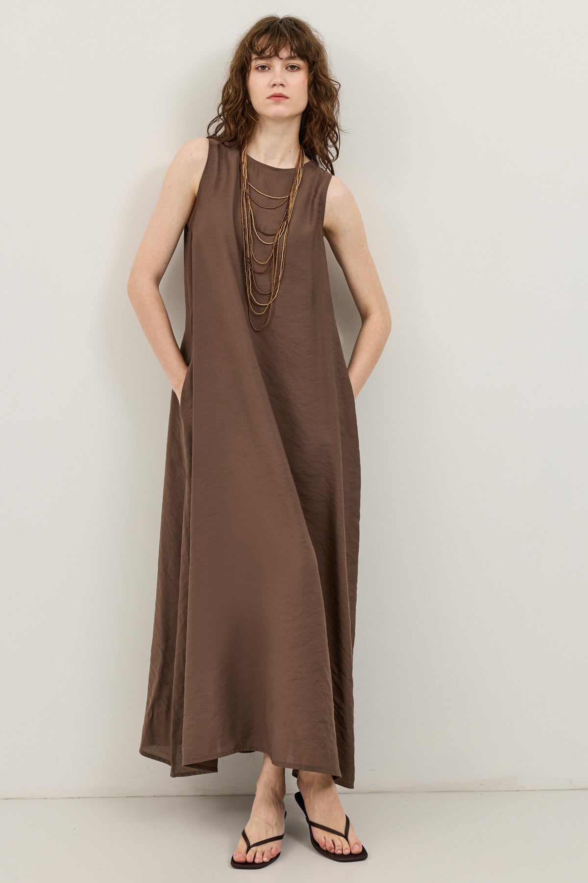 Flowy Halter-Neck Midi Dress