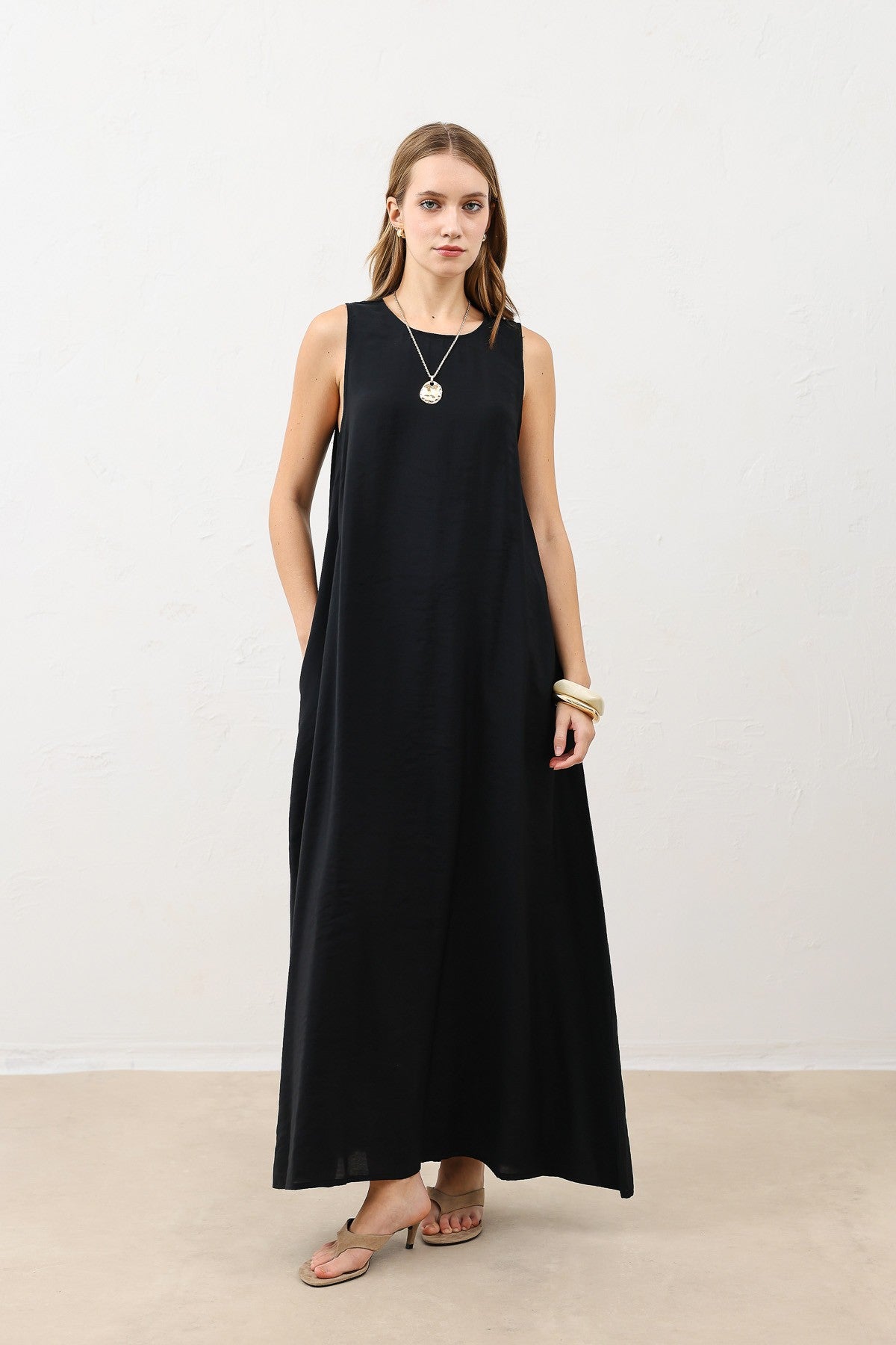 Antioch Draped Halter-Neck Midi Dress