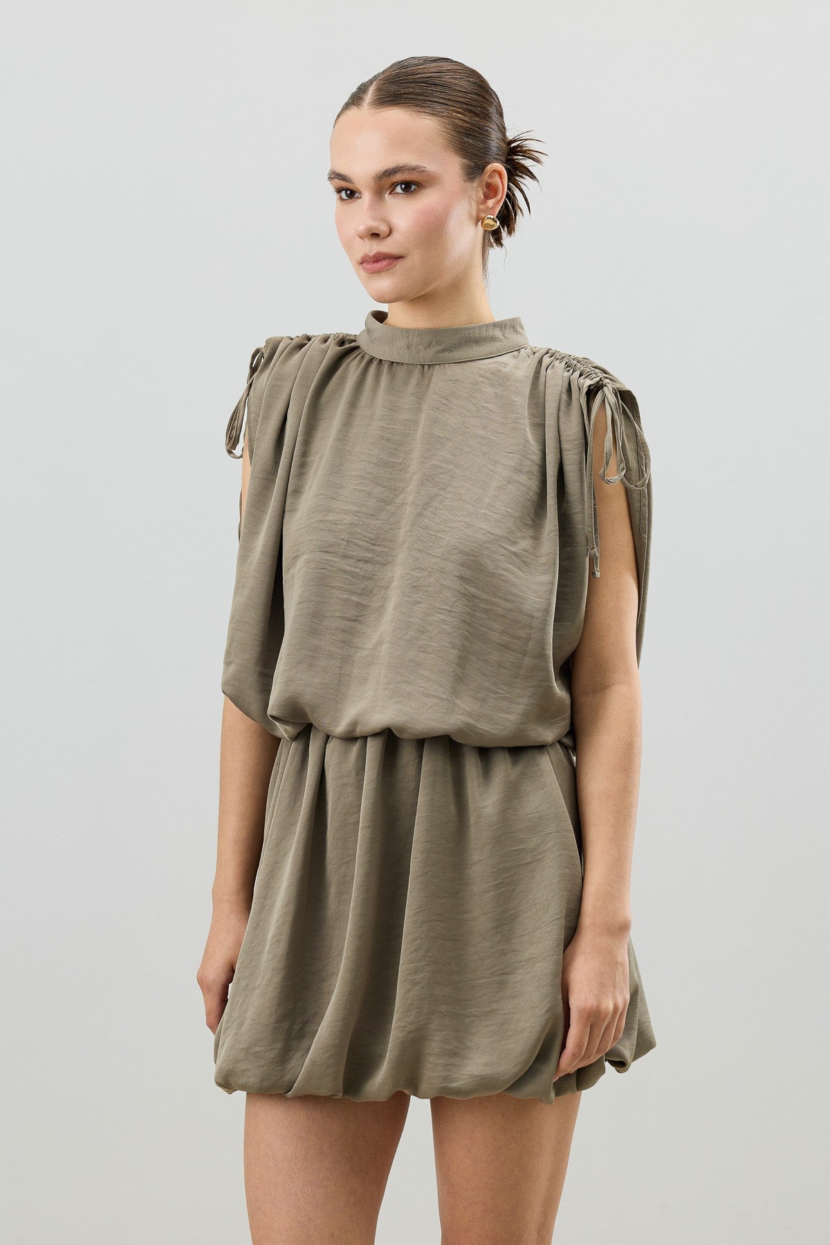 Women's Dress with Gathered Shoulders