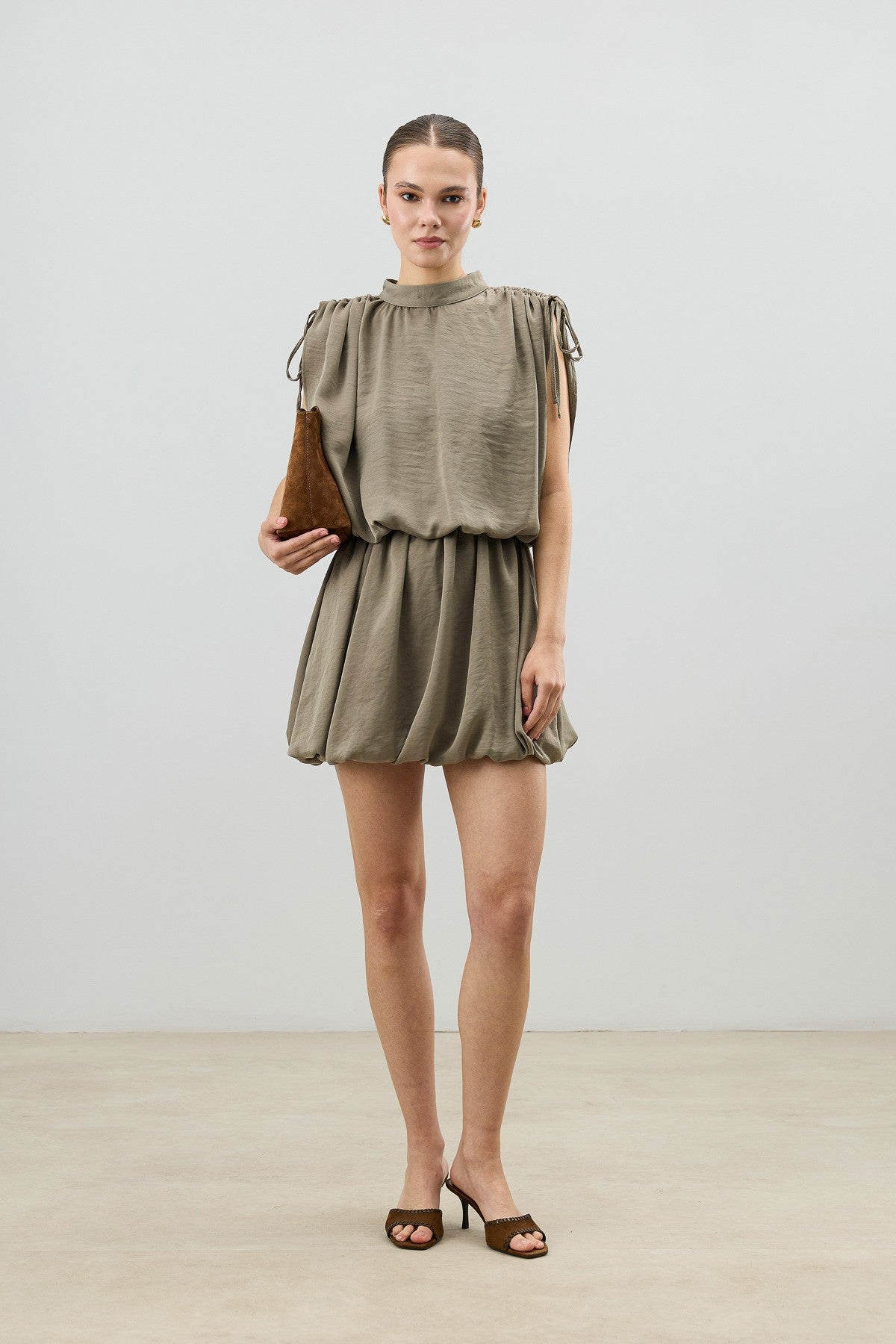 Women's Dress with Gathered Shoulders